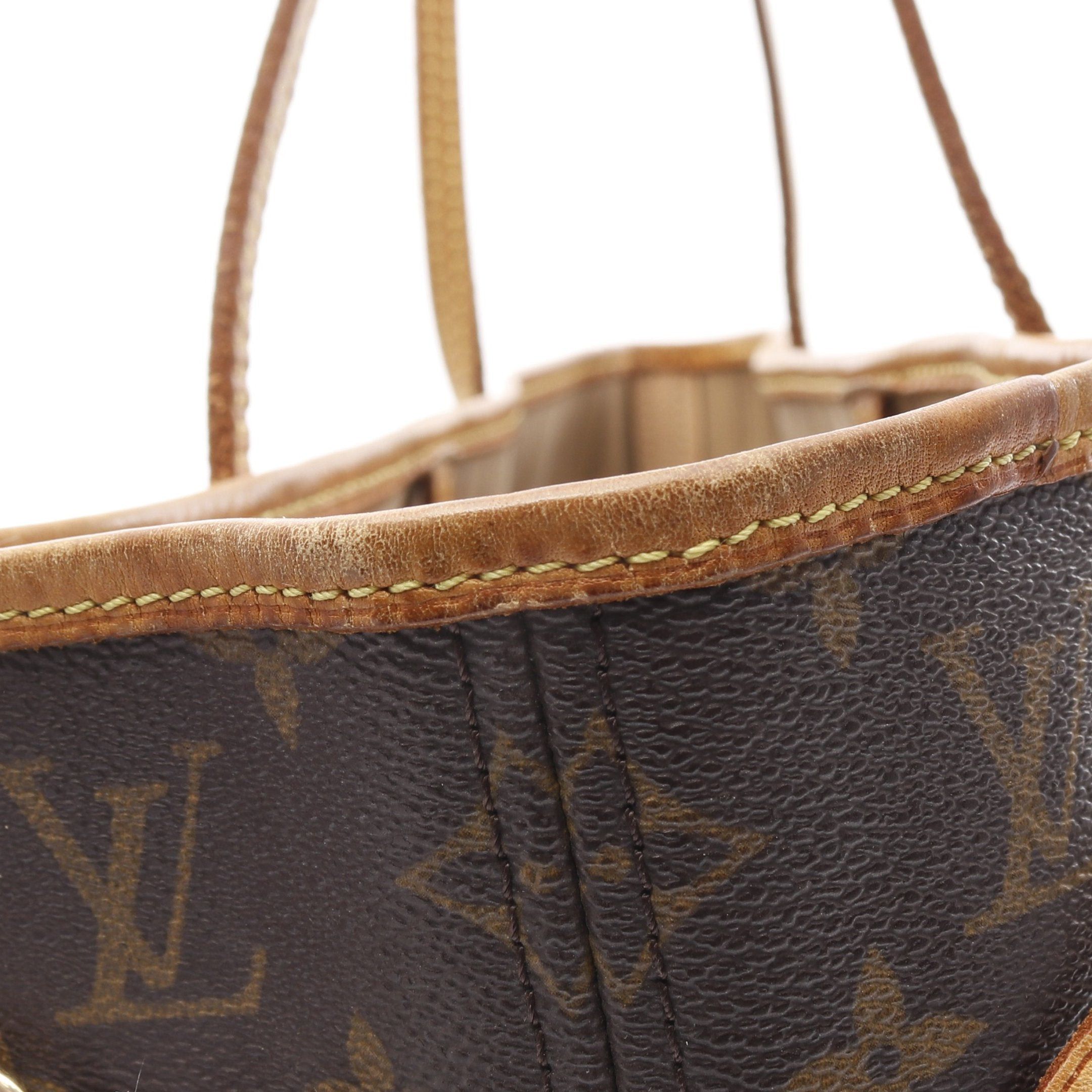 Louis Vuitton Louis Vuitton Neverfull Mm Monogram Shoulder Bag Tote Leather Brown Size ONE SIZE - 7 Thumbnail