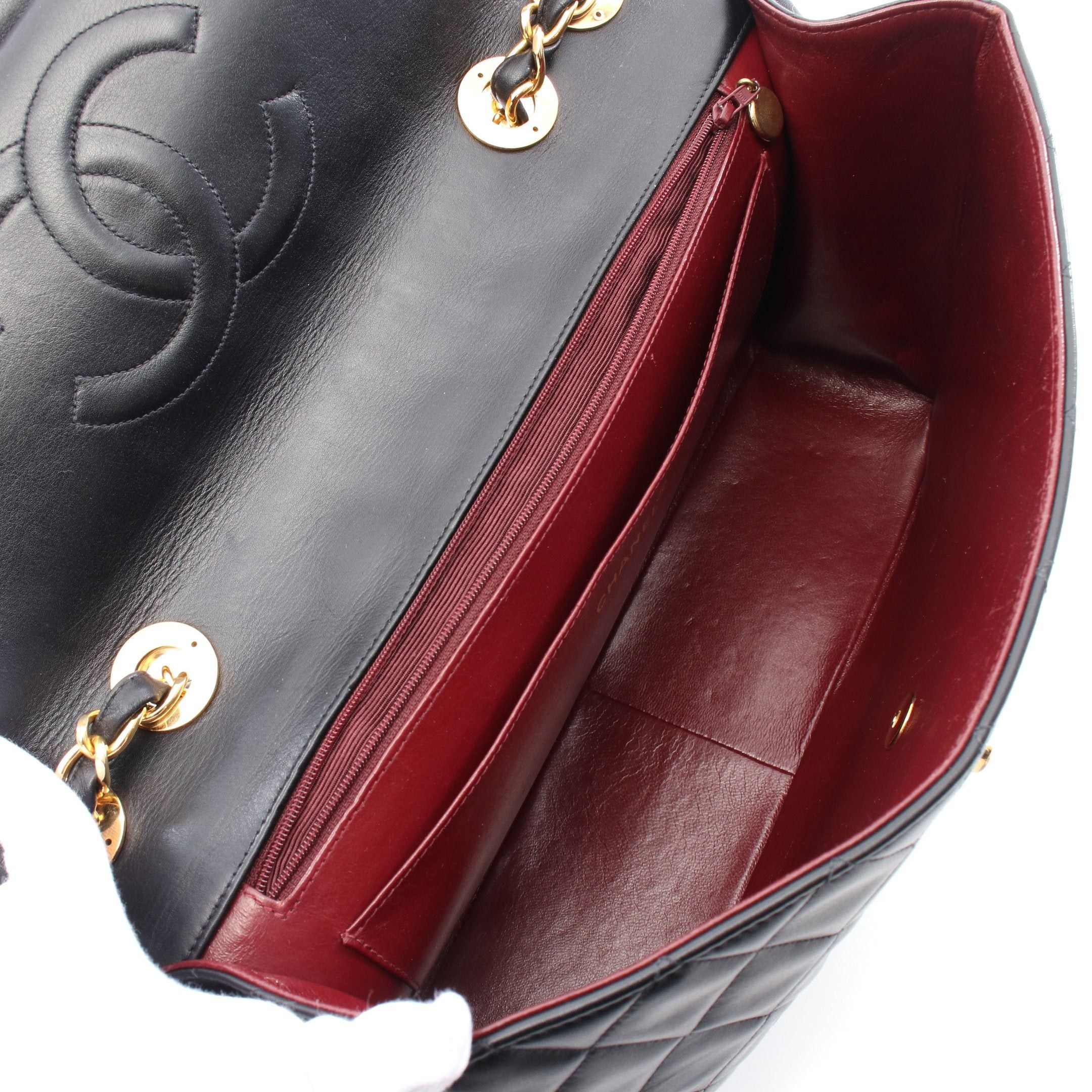 Chanel Chanel Decamatlassé 34 Double Chain Shoulder Bag Lambskin Black Gold Hardware Size ONE SIZE - 3 Thumbnail