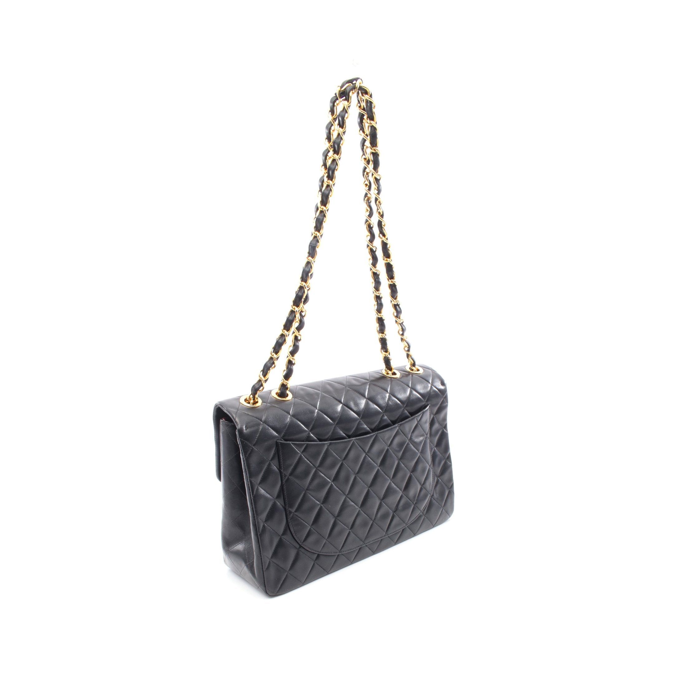 Chanel Chanel Decamatlassé 34 Double Chain Shoulder Bag Lambskin Black Gold Hardware Size ONE SIZE - 2 Thumbnail