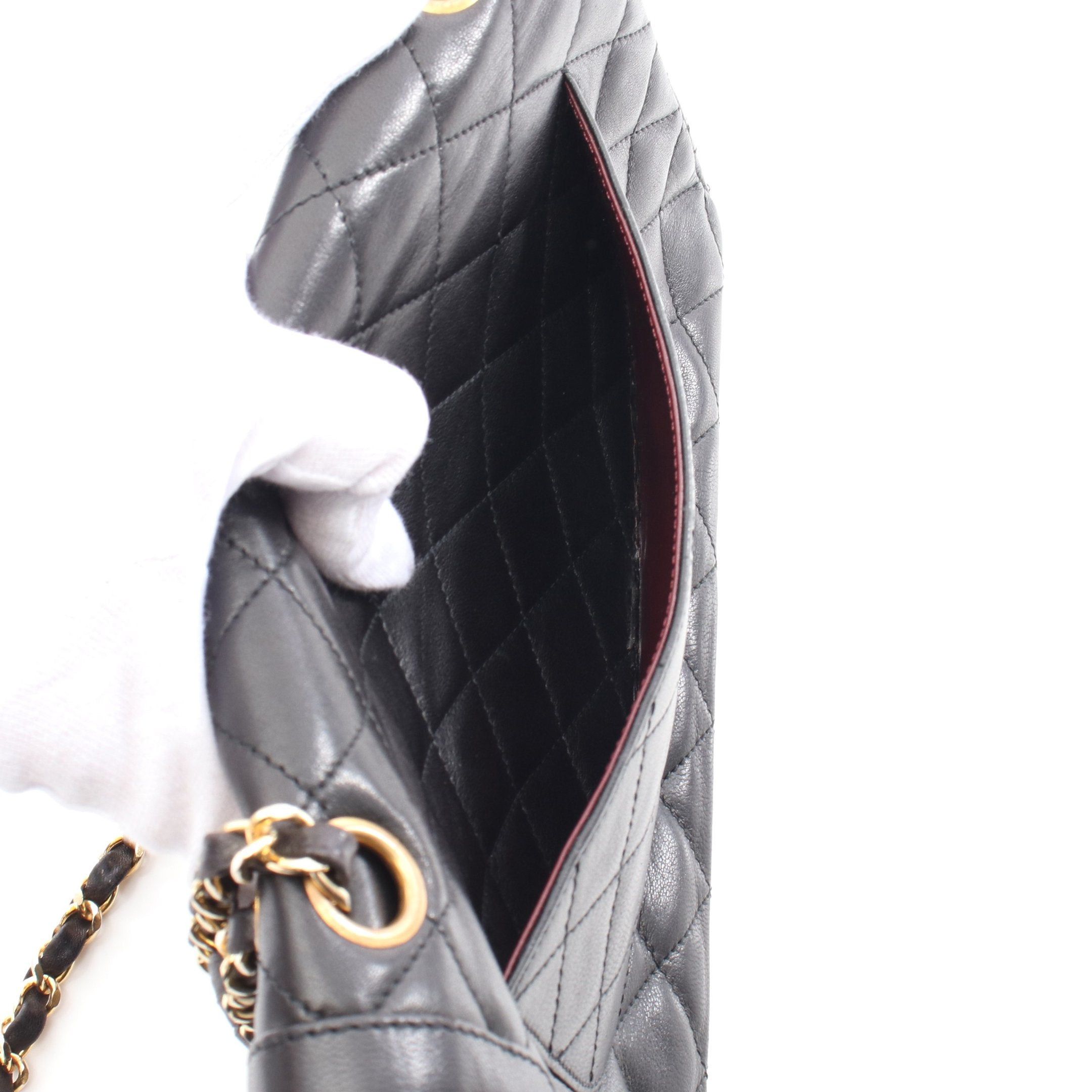 Chanel Chanel Matelasse Paris Exclusive Double Flap Chain Shoulder Bag Lambskin Black Combination Metal Fittings Size ONE SIZE - 6 Thumbnail