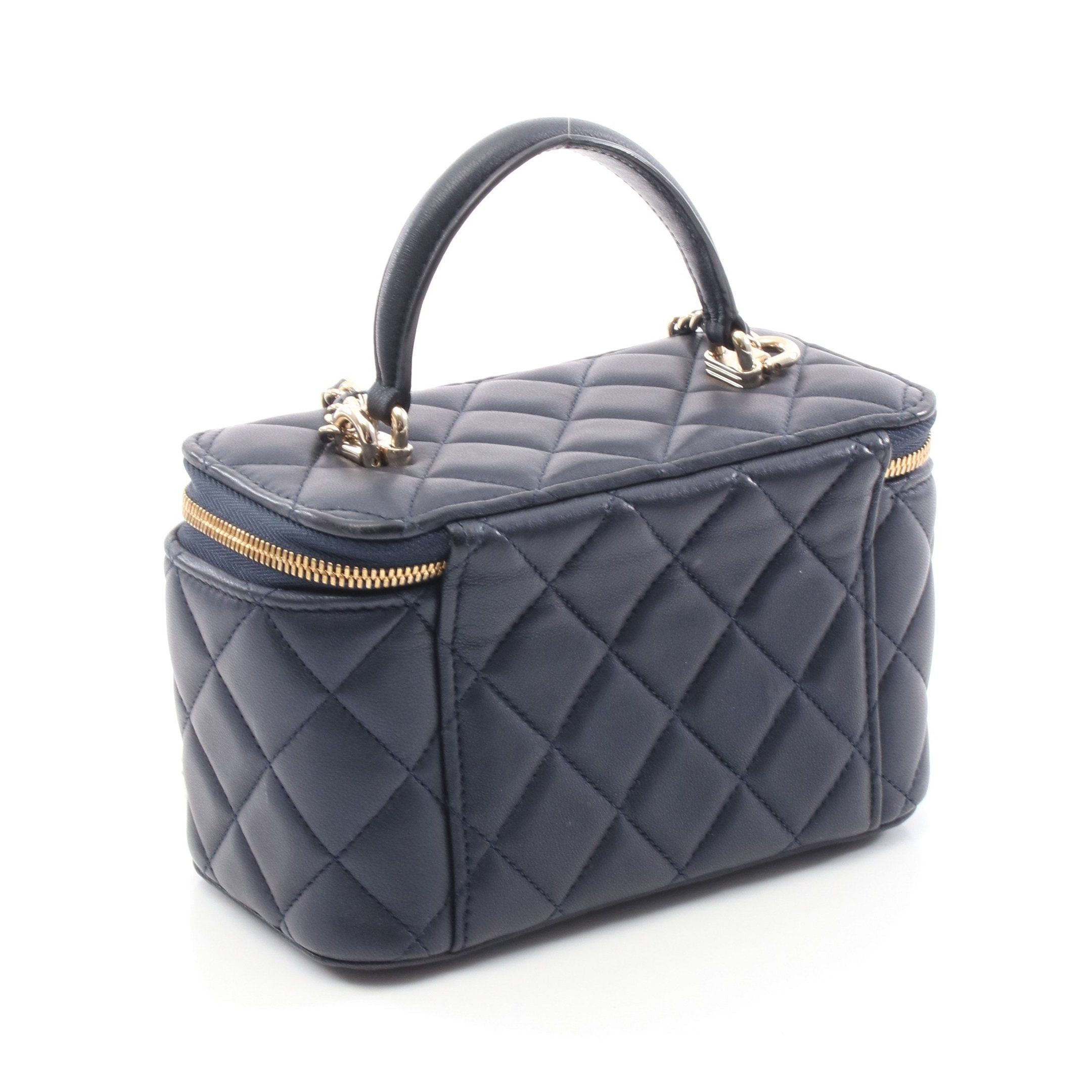Chanel Chanel Matelasse Vanity Bag Chain Shoulder Leather Navy Gold Hardware Size ONE SIZE - 2 Thumbnail