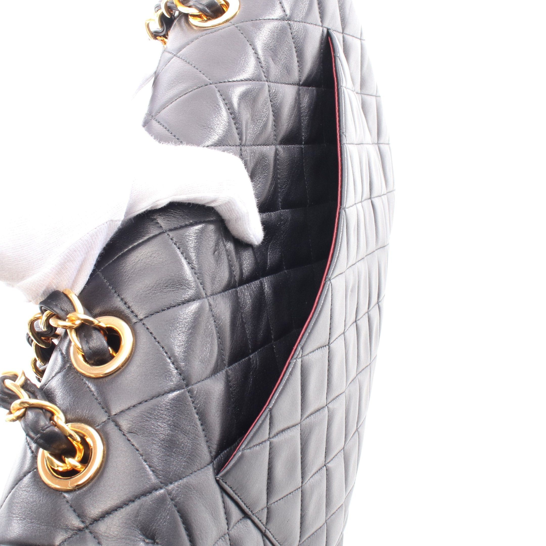 Chanel Chanel Decamatlassé 34 Double Chain Shoulder Bag Lambskin Black Gold Hardware Size ONE SIZE - 6 Thumbnail