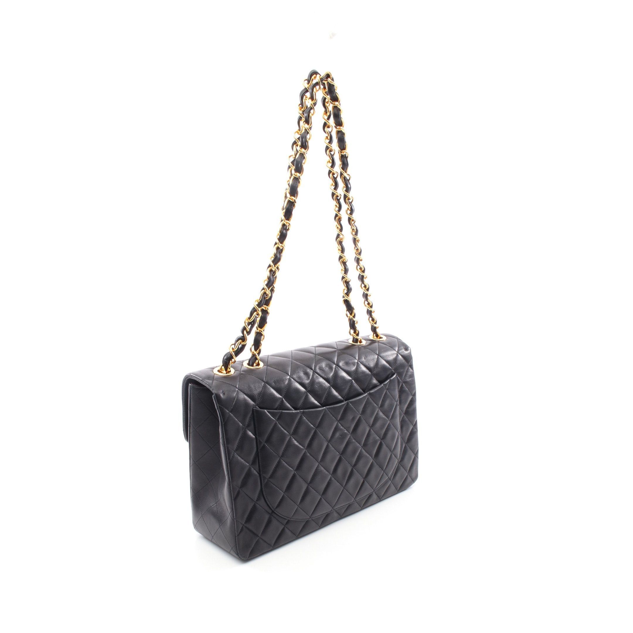 Chanel Chanel Decamatlassé 34 Double Chain Shoulder Bag Lambskin Black Gold Hardware Size ONE SIZE - 2 Thumbnail