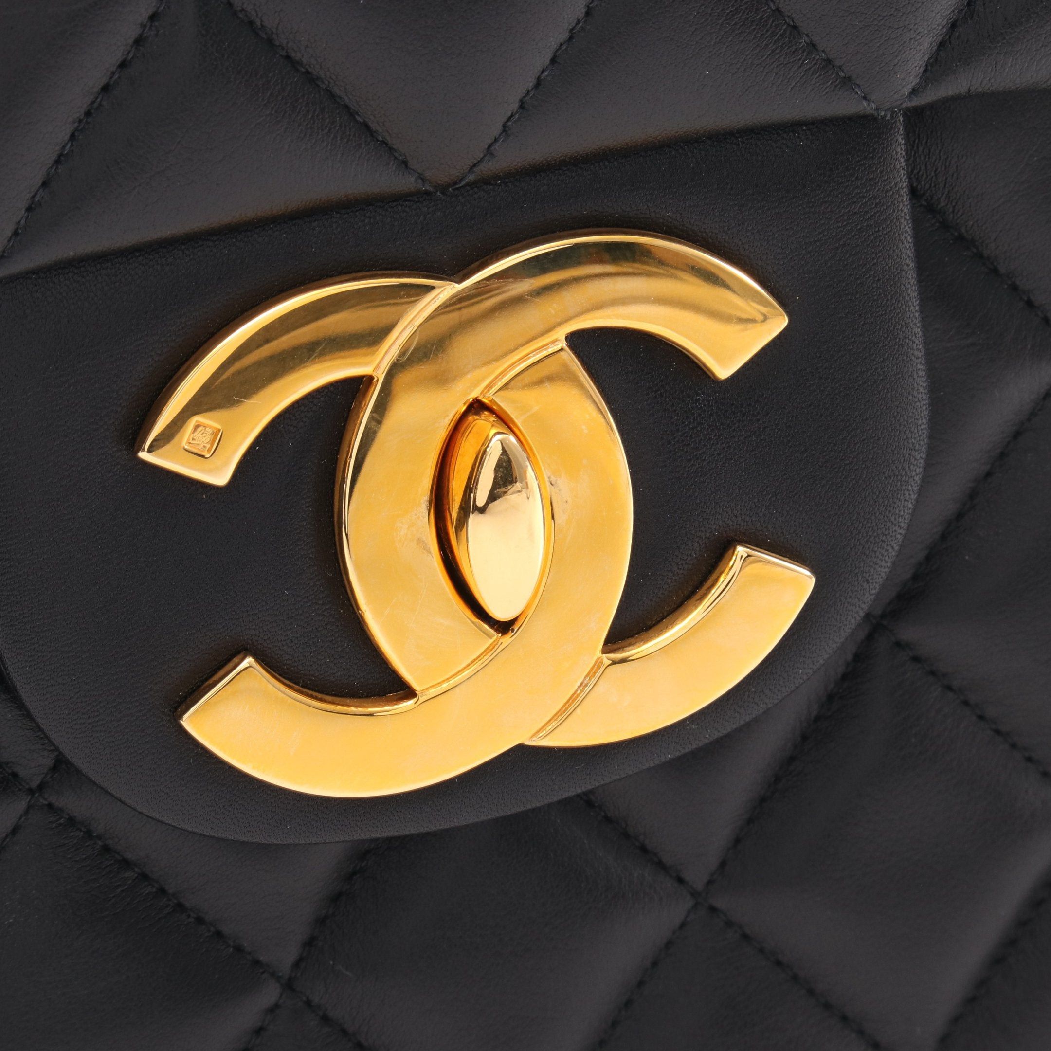 Chanel Chanel Decamatlassé 34 Double Chain Shoulder Bag Lambskin Black Gold Hardware Size ONE SIZE - 8 Thumbnail