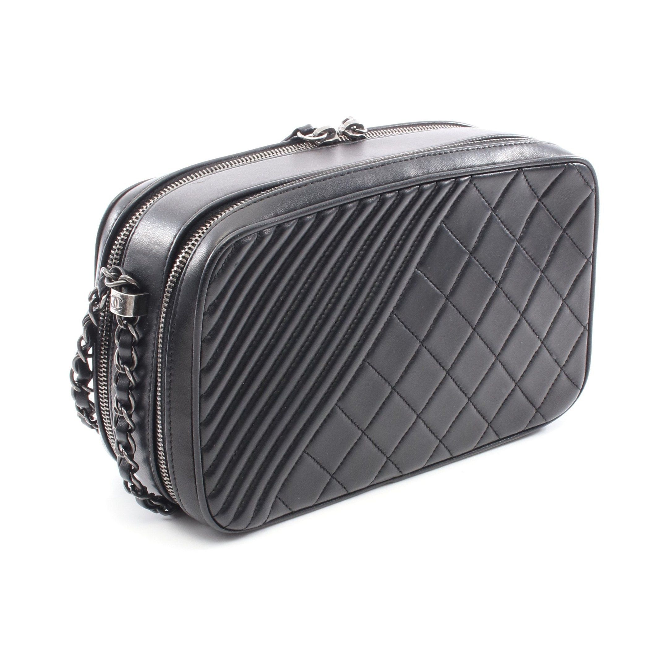 Chanel Chanel Boy Chanel Camera Bag Chain Shoulder Lambskin Black Silver Hardware Size ONE SIZE - 2 Thumbnail