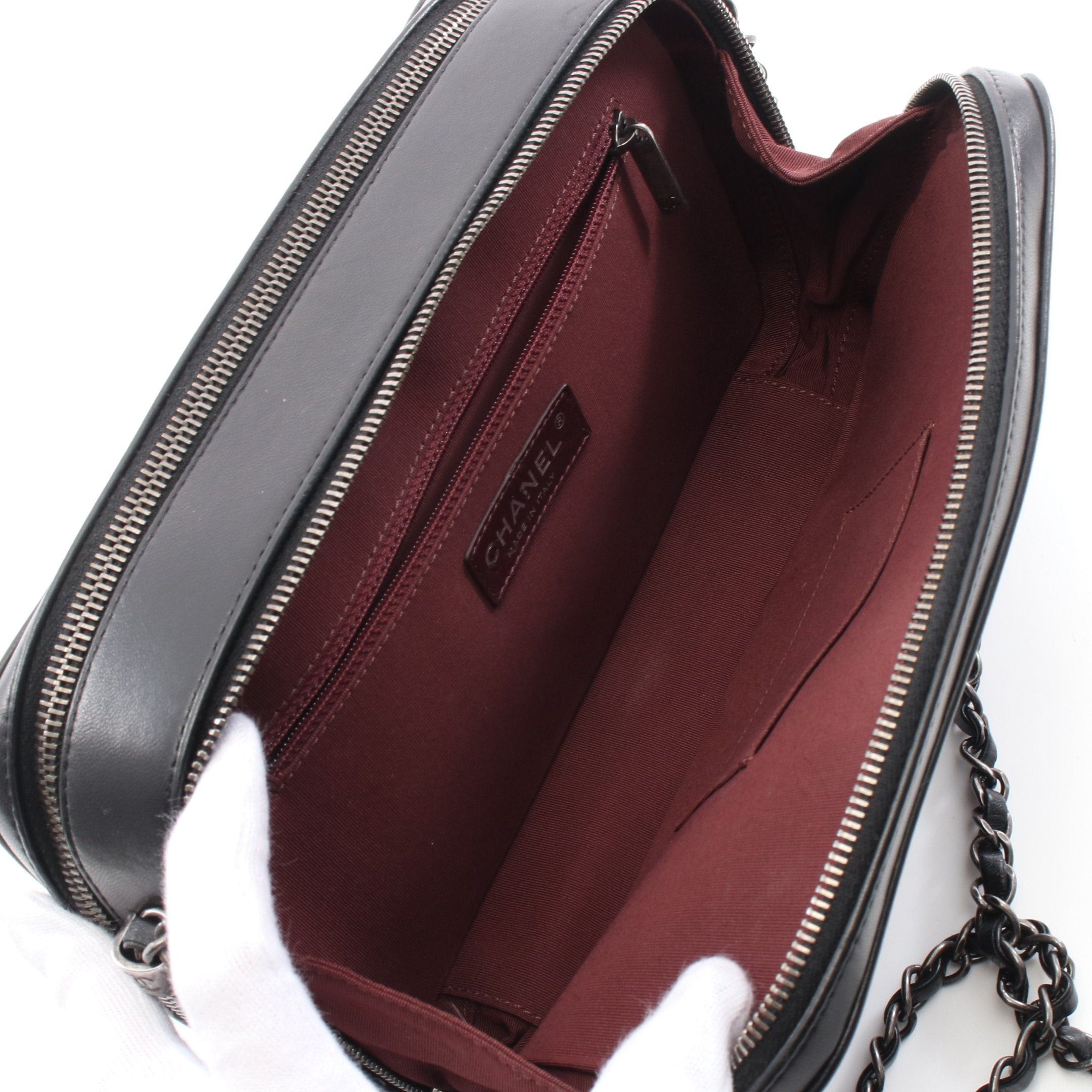 Chanel Chanel Boy Chanel Camera Bag Chain Shoulder Lambskin Black Silver Hardware Size ONE SIZE - 3 Thumbnail
