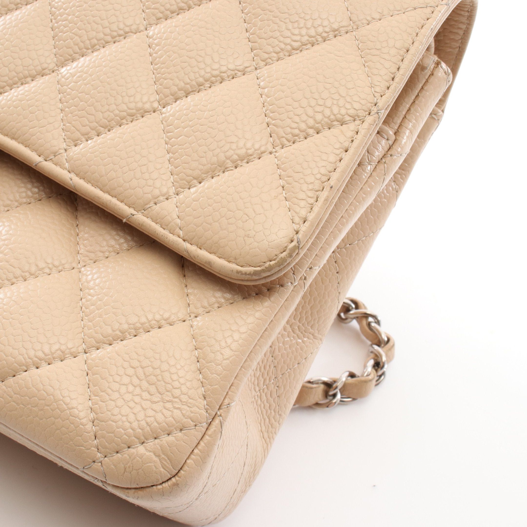 Chanel Chanel Matelasse Double Flap Chain Shoulder Bag Caviar Skin Beige Silver Hardware Size ONE SIZE - 10 Thumbnail