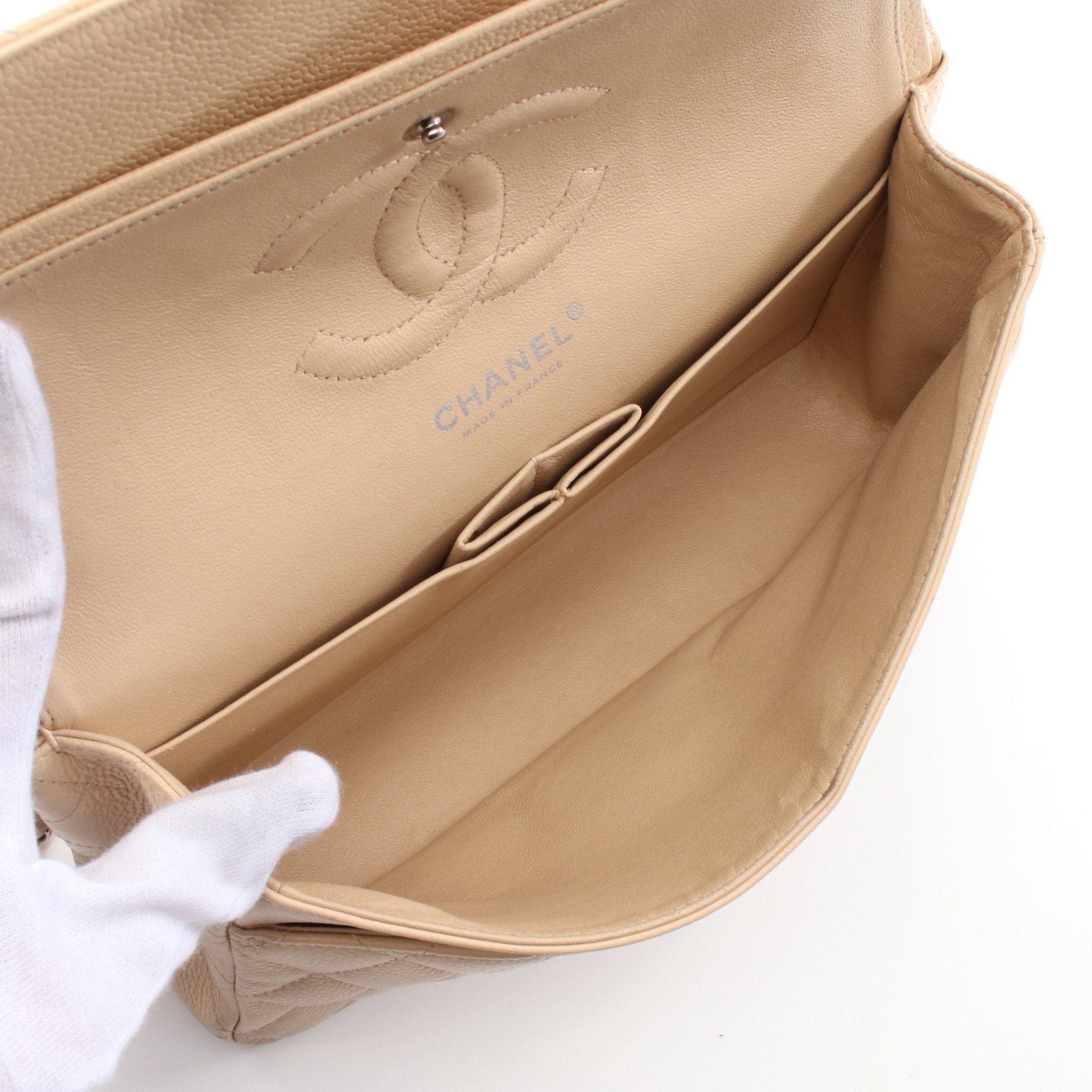 Chanel Chanel Matelasse Double Flap Chain Shoulder Bag Caviar Skin Beige Silver Hardware Size ONE SIZE - 3 Thumbnail
