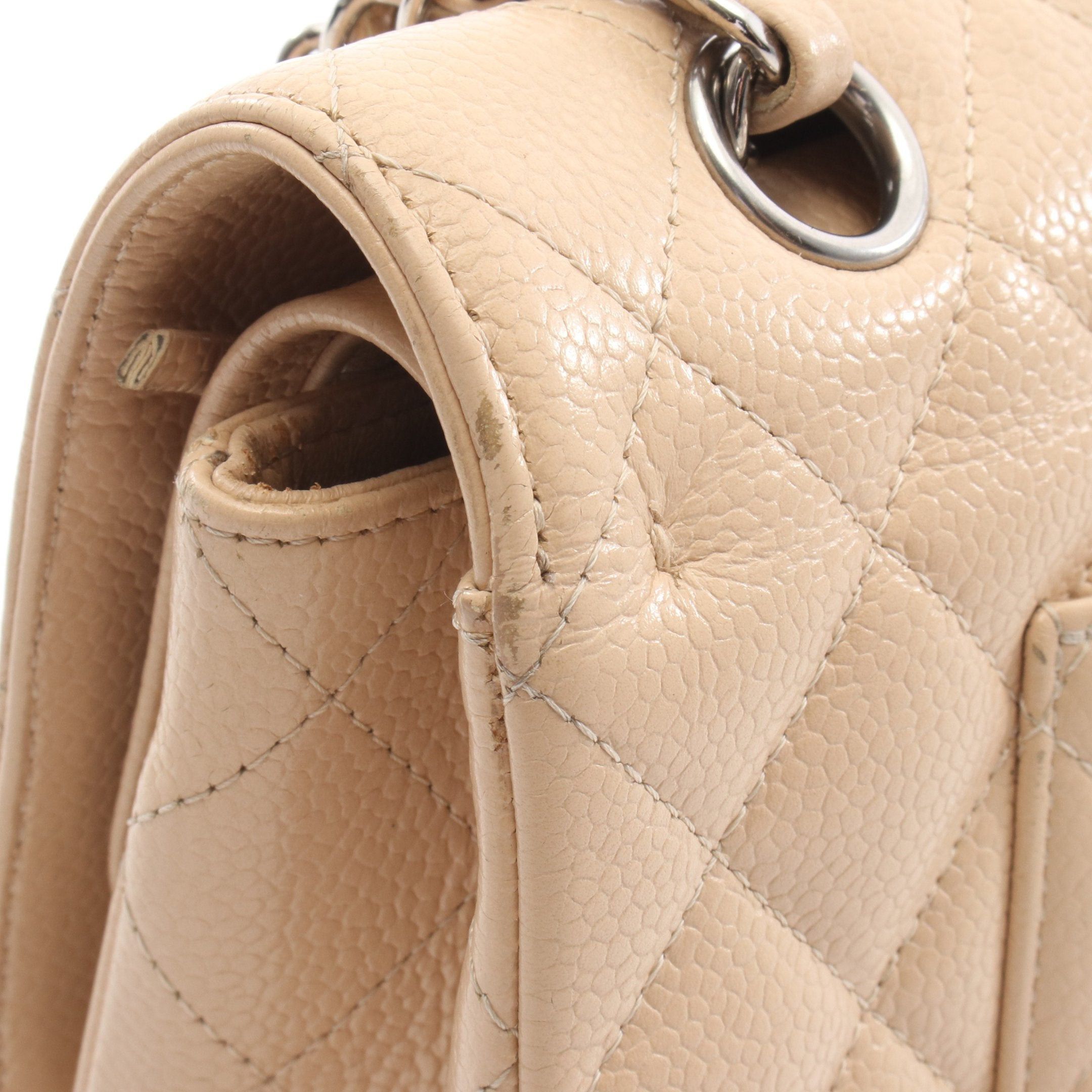 Chanel Chanel Matelasse Double Flap Chain Shoulder Bag Caviar Skin Beige Silver Hardware Size ONE SIZE - 11 Thumbnail