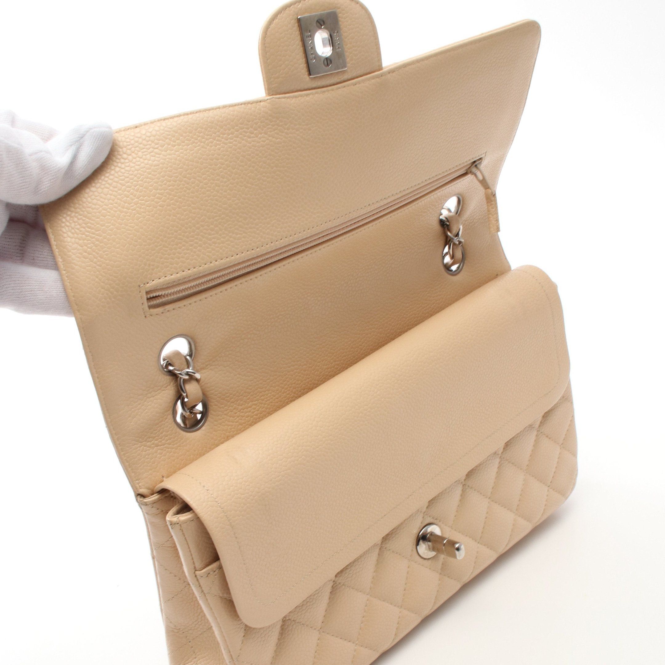 Chanel Chanel Matelasse Double Flap Chain Shoulder Bag Caviar Skin Beige Silver Hardware Size ONE SIZE - 7 Thumbnail