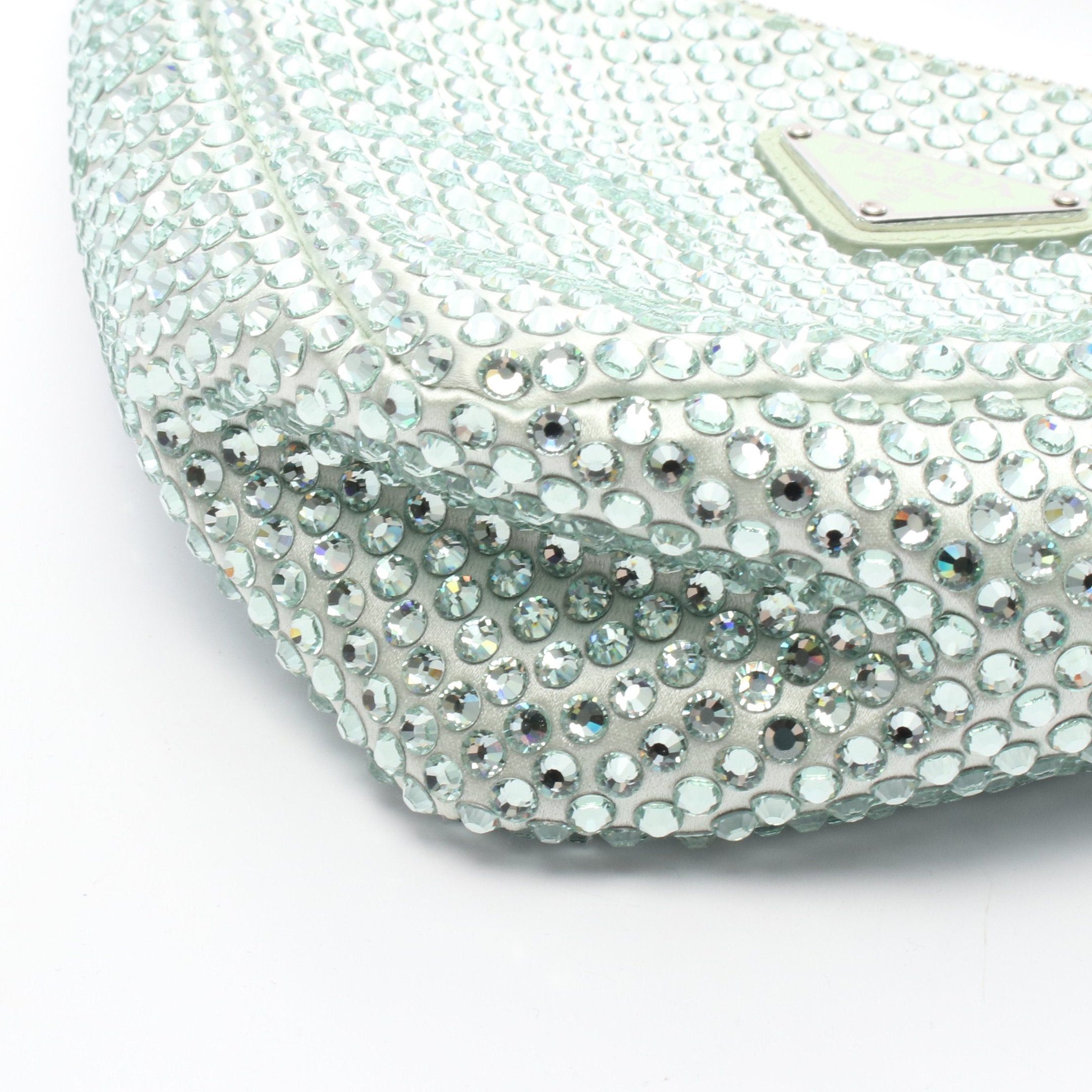 Prada Prada Handbag Satin Rhinestone Light Green Size ONE SIZE - 8 Thumbnail