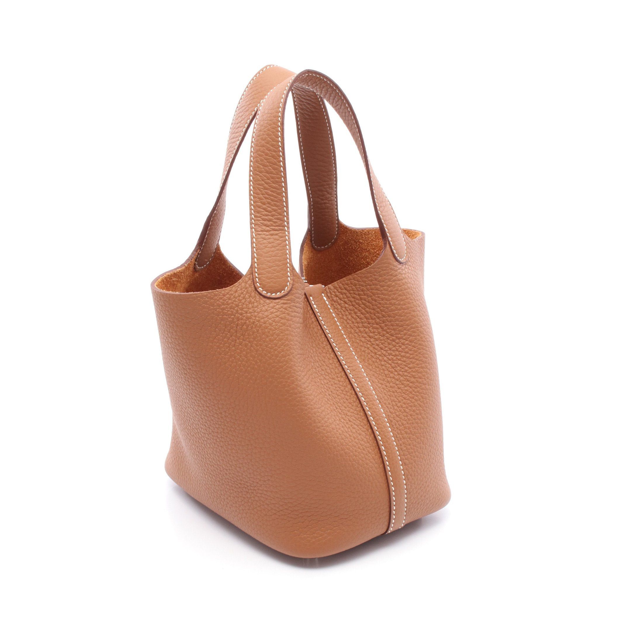 Hermes Hermes Picotan Lock Pm Gold Handbag Clemence Leather Brown Silver Hardware K Stamp Size ONE SIZE - 2 Thumbnail