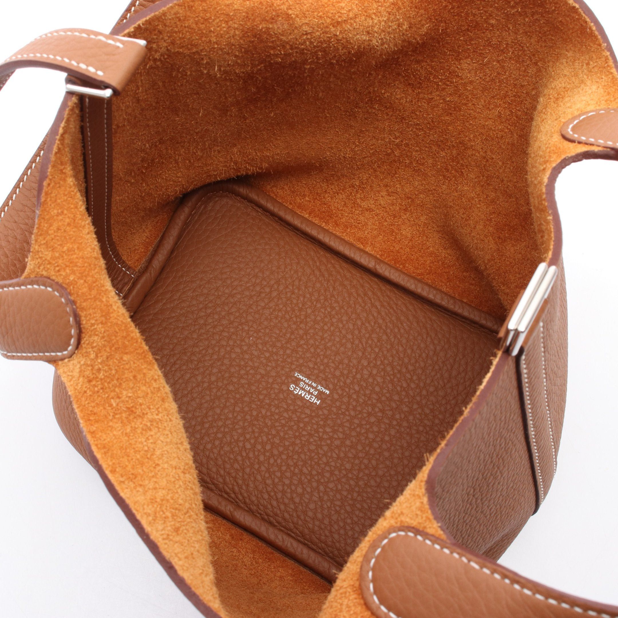 Hermes Hermes Picotan Lock Pm Gold Handbag Clemence Leather Brown Silver Hardware K Stamp Size ONE SIZE - 3 Thumbnail