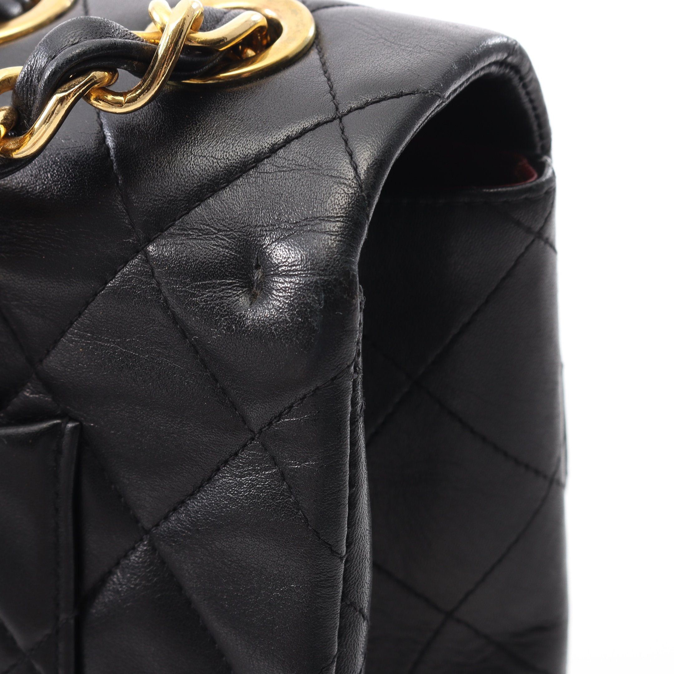 Chanel Chanel Decamatlassé 34 Double Chain Shoulder Bag Lambskin Black Gold Hardware Size ONE SIZE - 10 Thumbnail