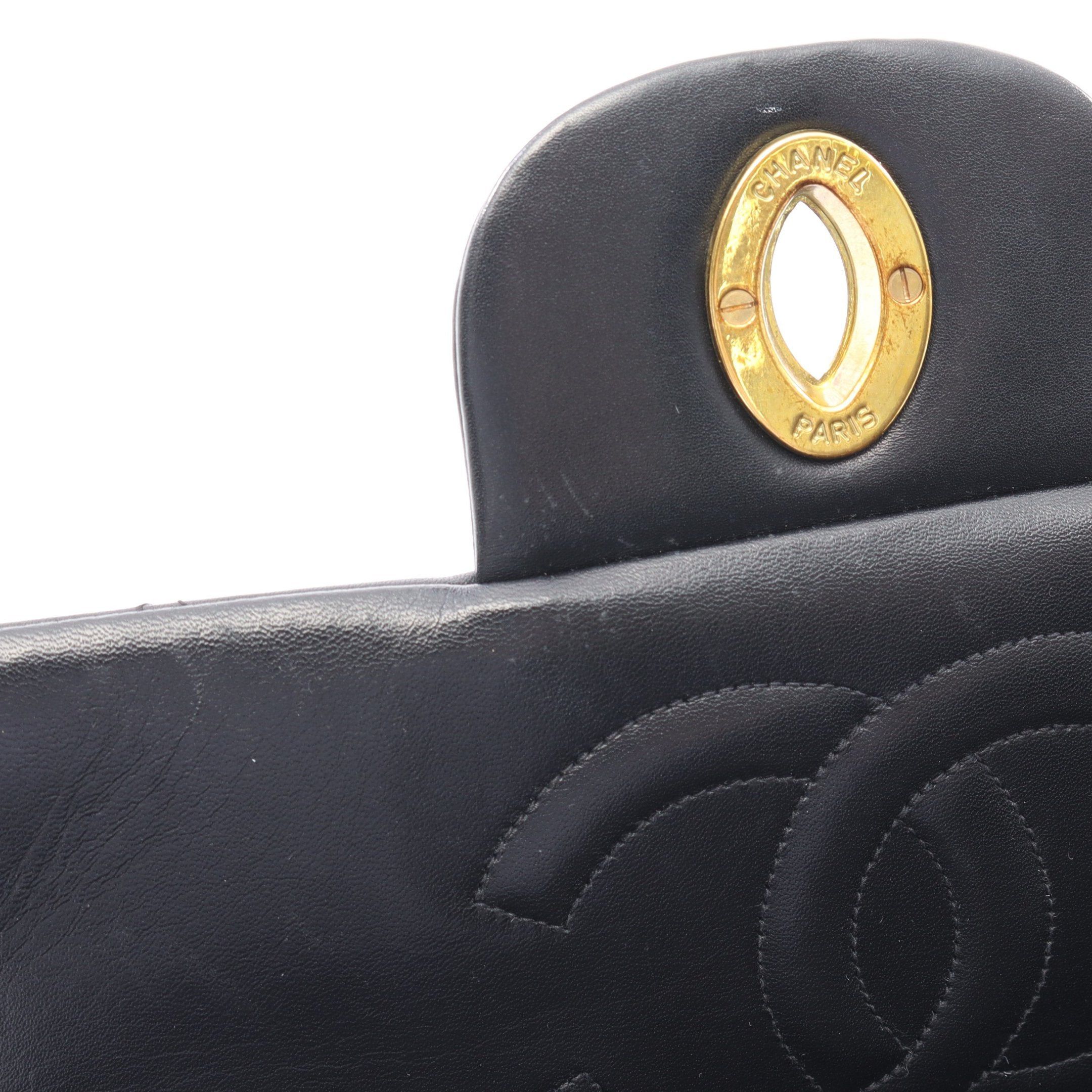 Chanel Chanel Decamatlassé 34 Double Chain Shoulder Bag Lambskin Black Gold Hardware Size ONE SIZE - 12 Thumbnail