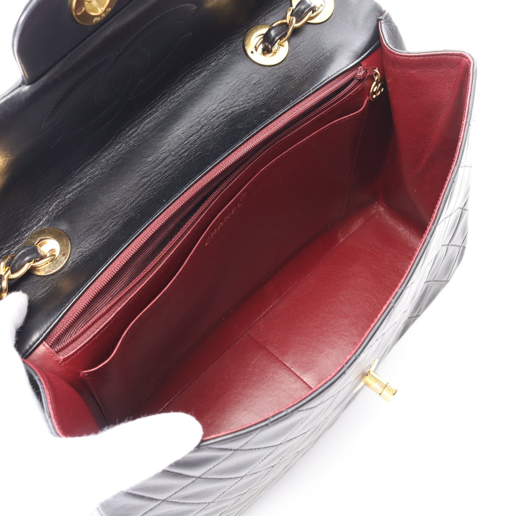 Chanel Chanel Decamatlassé 34 Double Chain Shoulder Bag Lambskin Black Gold Hardware Size ONE SIZE - 3 Thumbnail