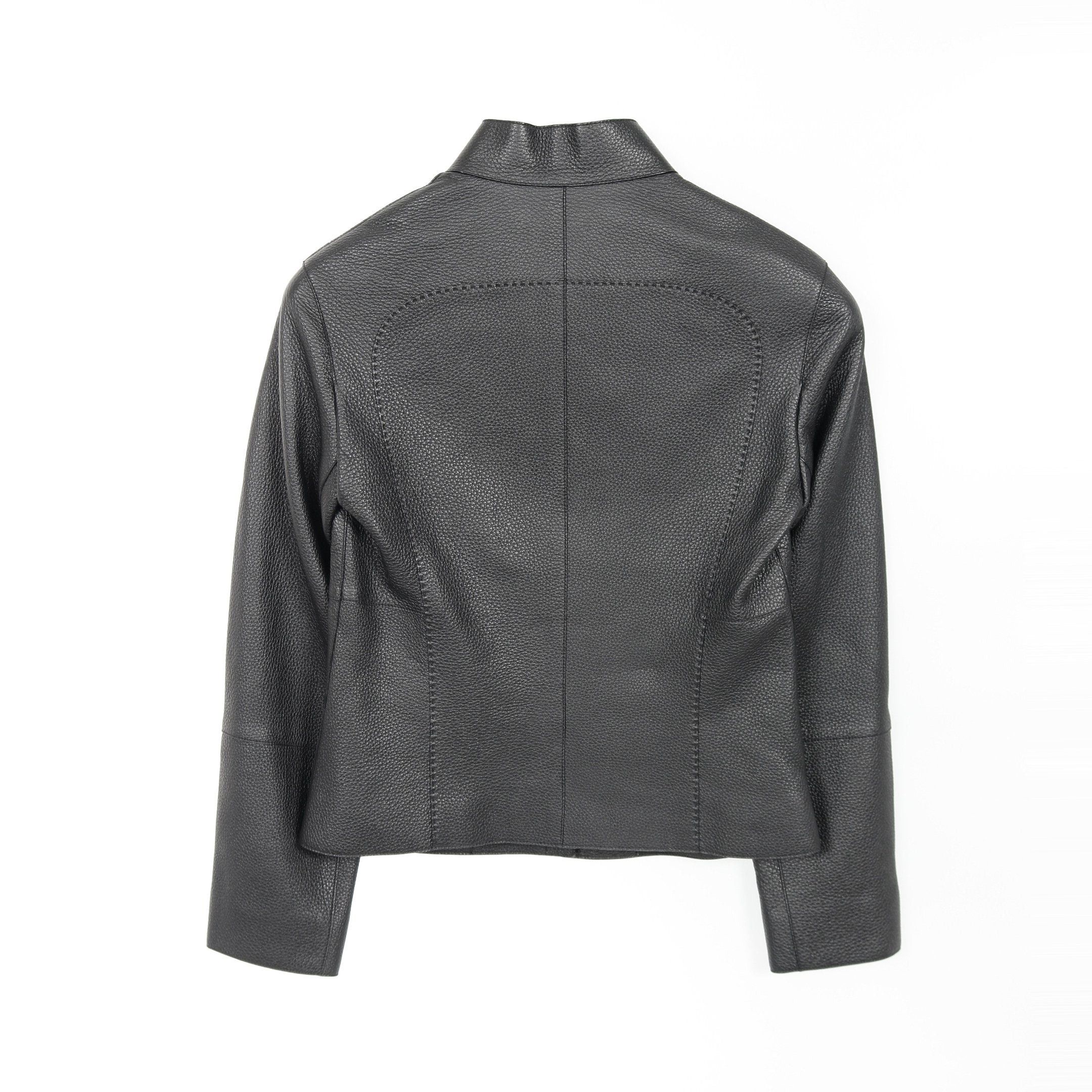 Hermes Hermes Leather Jacket Deerskin Black Size ONE SIZE - 2 Thumbnail