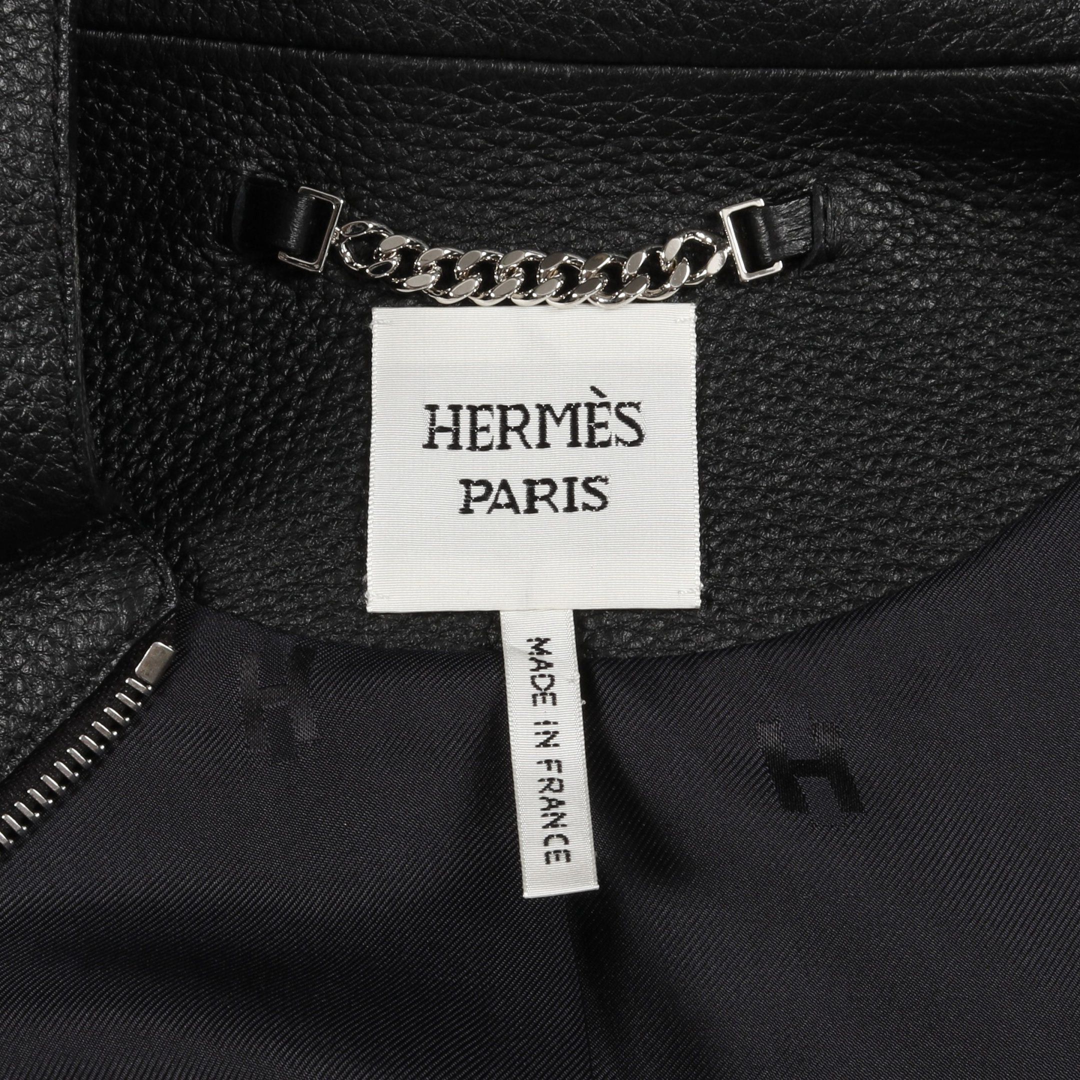 Hermes Hermes Leather Jacket Deerskin Black Size ONE SIZE - 3 Thumbnail