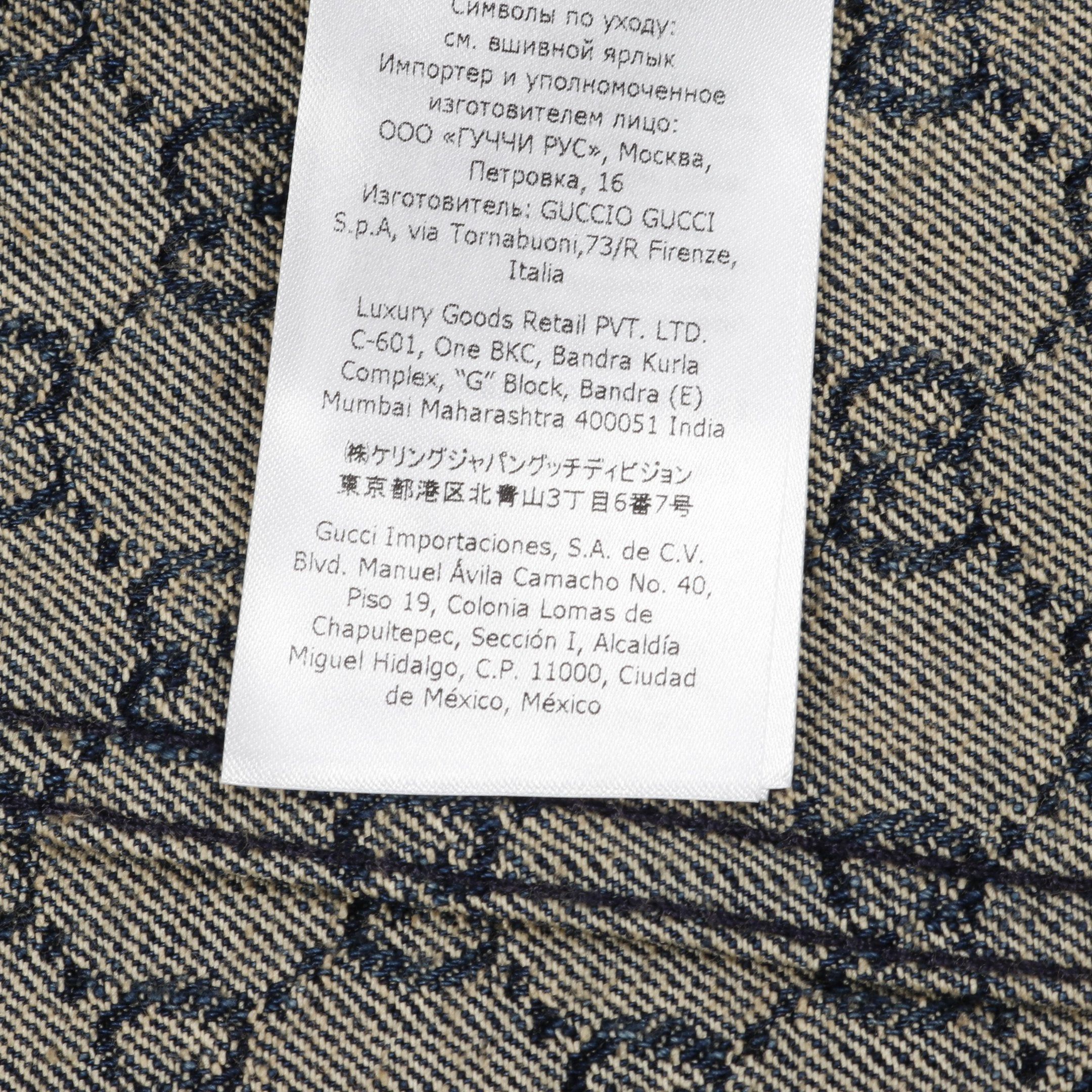 Gucci Gucci Gg Pattern Denim Jacket Cotton Indigo Blue Brown Leather Color-Block Lizard Embossed Size ONE SIZE - 4 Thumbnail