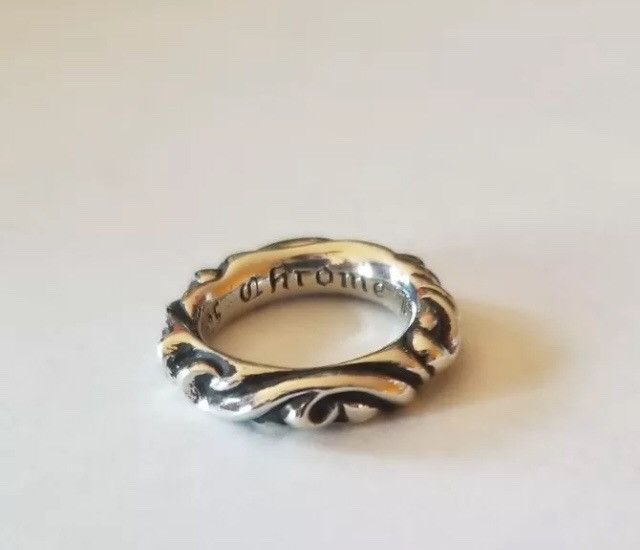 image of Chrome Hearts Scroll Band Ring in Silver, Men's
