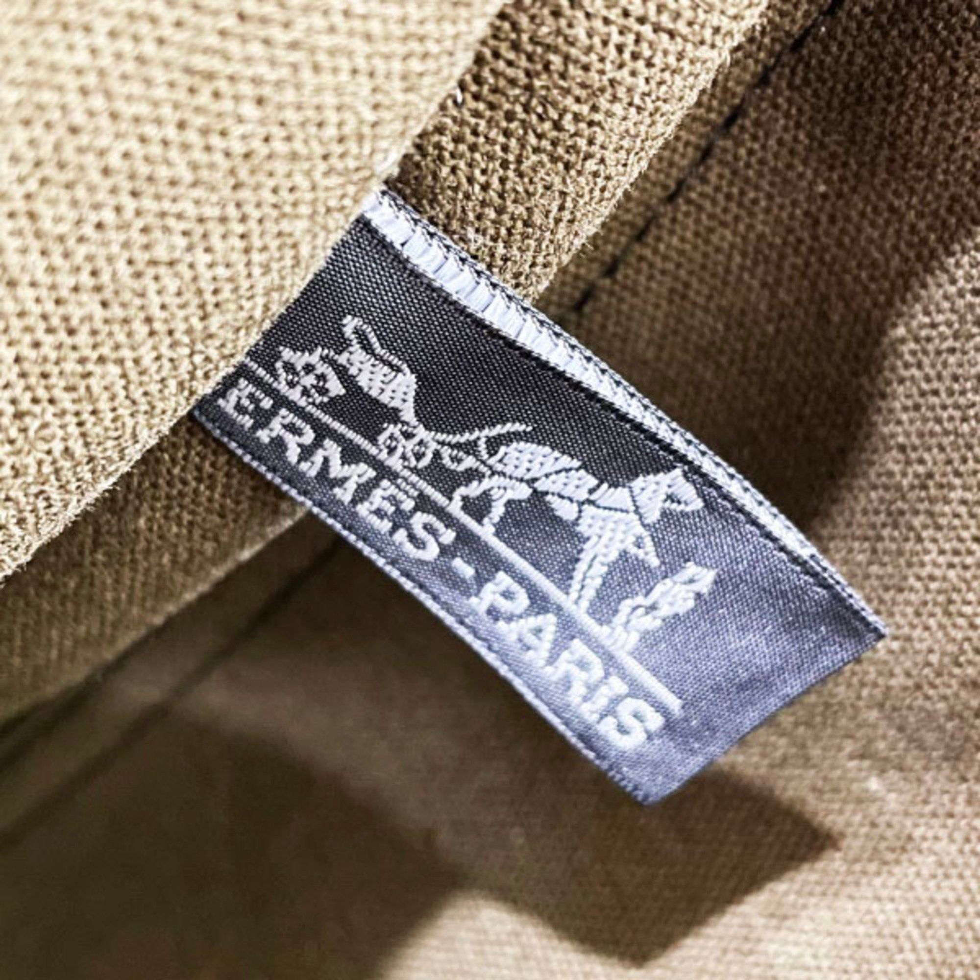 Hermes Hermes Tote Bag Foule MM Canvas Khaki Green Black HERMES Bicolor Handbag Unisex AHN-15146 Size ONE SIZE - 6 Thumbnail