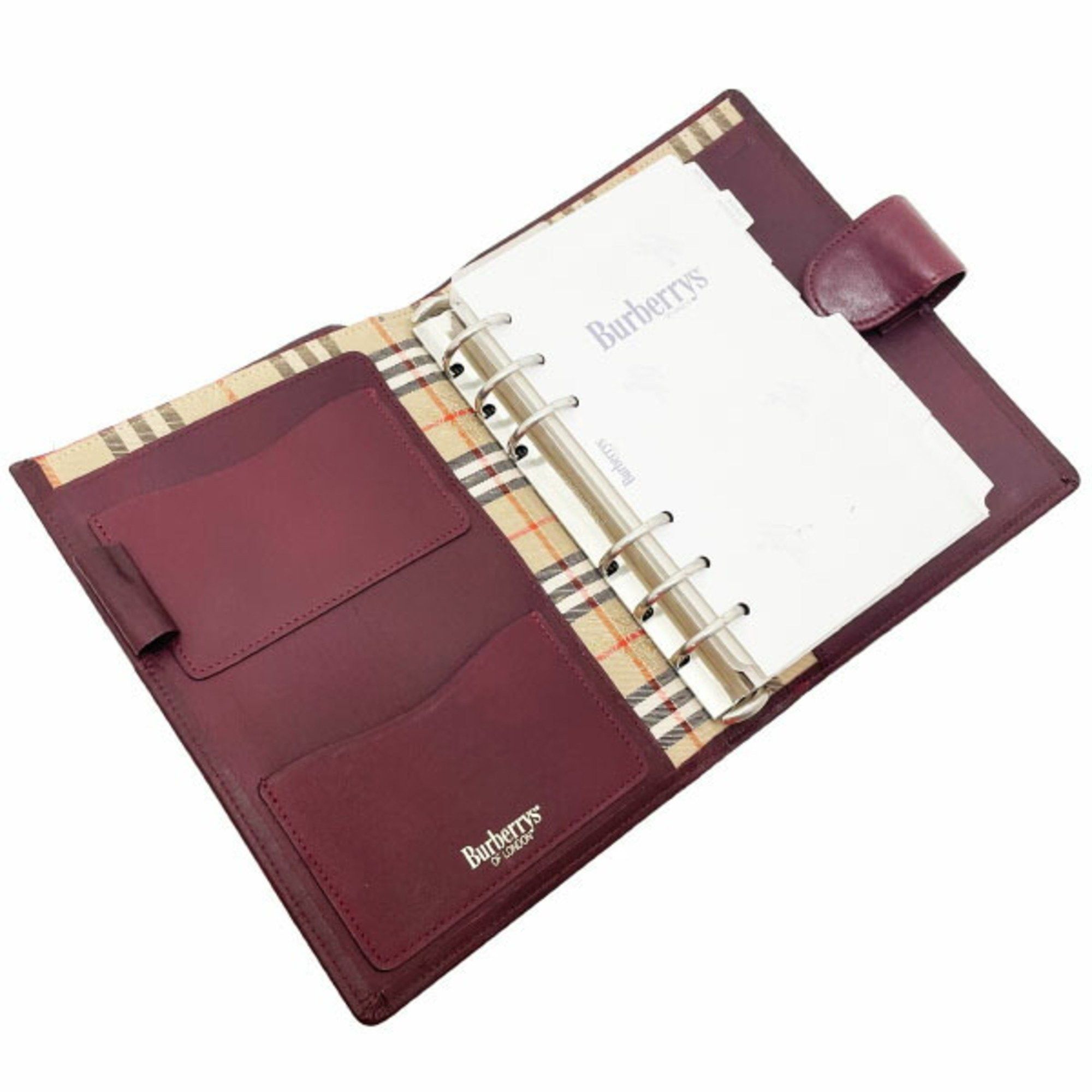 Burberry Burberry London Planner Cover Leather Bordeaux BURBERRY OF LONDON Burberrys Agenda Address Book Memo Pad Notebook Stationery 6-Hole TRN-14936 Size ONE SIZE - 6 Thumbnail