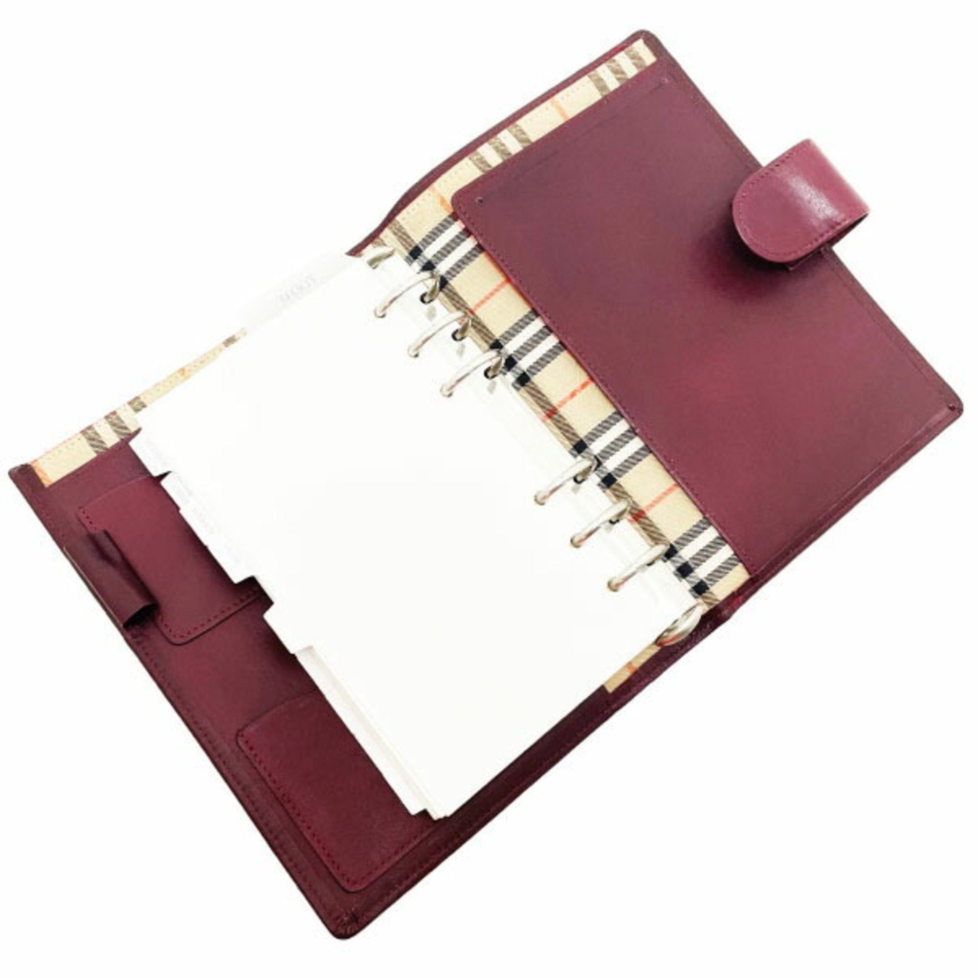 Burberry Burberry London Planner Cover Leather Bordeaux BURBERRY OF LONDON Burberrys Agenda Address Book Memo Pad Notebook Stationery 6-Hole TRN-14936 Size ONE SIZE - 7 Thumbnail