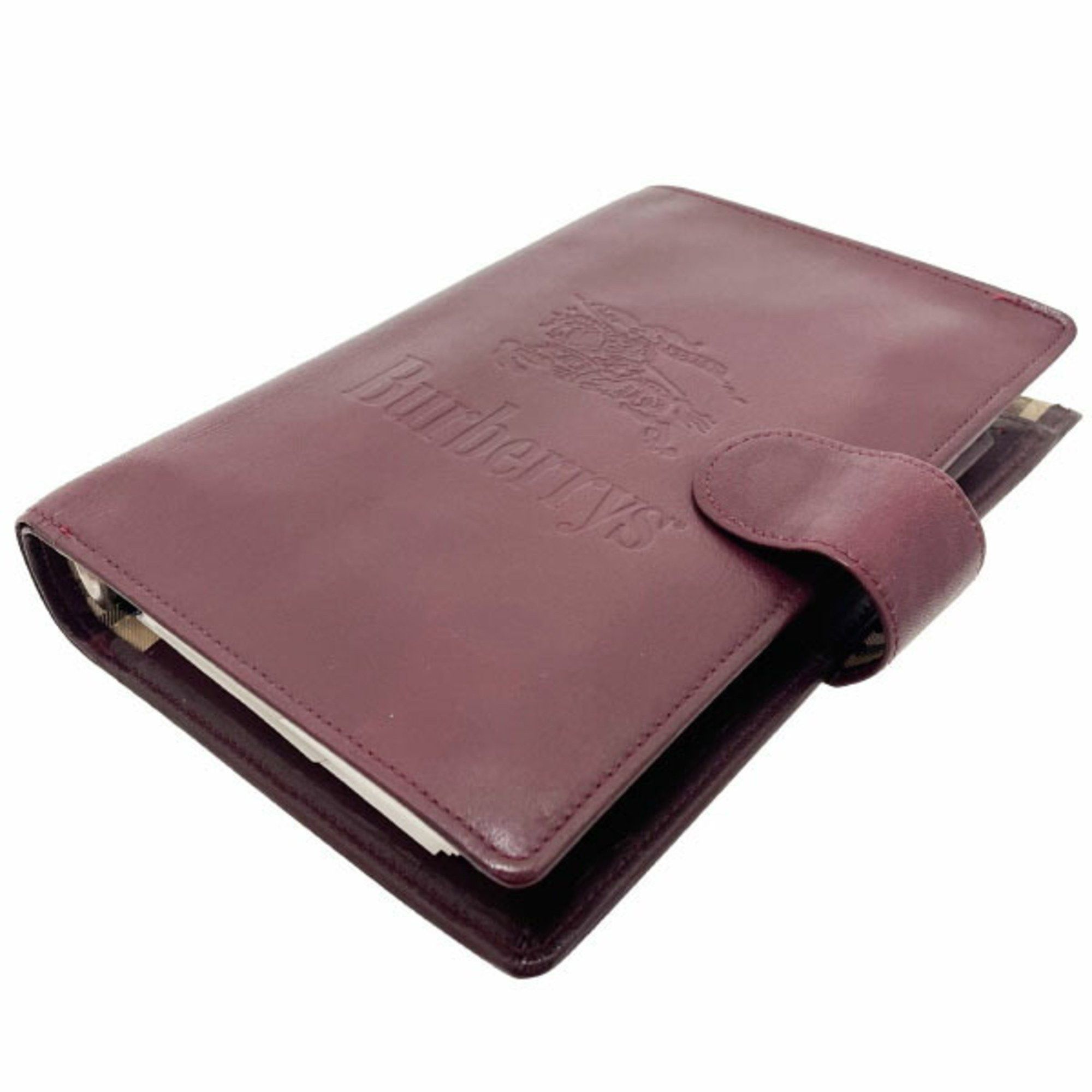 Burberry Burberry London Planner Cover Leather Bordeaux BURBERRY OF LONDON Burberrys Agenda Address Book Memo Pad Notebook Stationery 6-Hole TRN-14936 Size ONE SIZE - 4 Thumbnail
