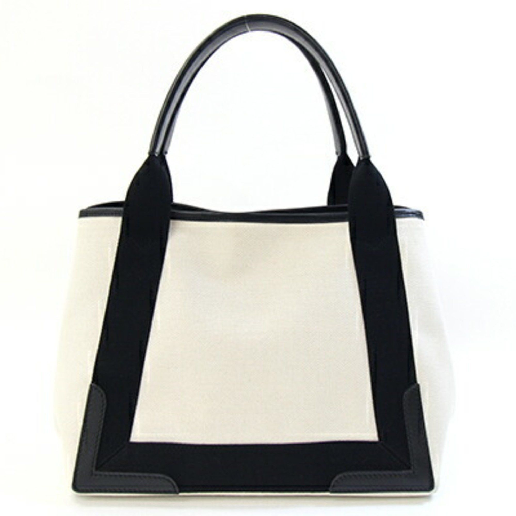 Balenciaga Tote Bag Navy Cabas Small 339933 Ivory Black Canvas Leather Handbag Women's BALENCIAGA