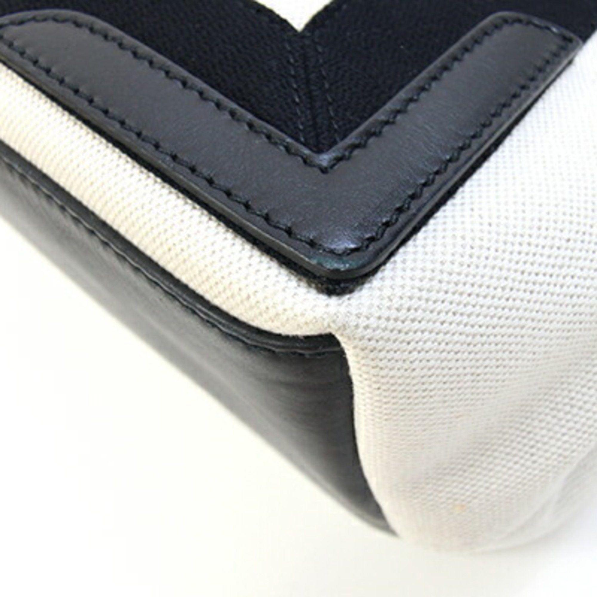Balenciaga Tote Bag Navy Cabas Small 339933 Ivory Black Canvas Leather Handbag Women's BALENCIAGA