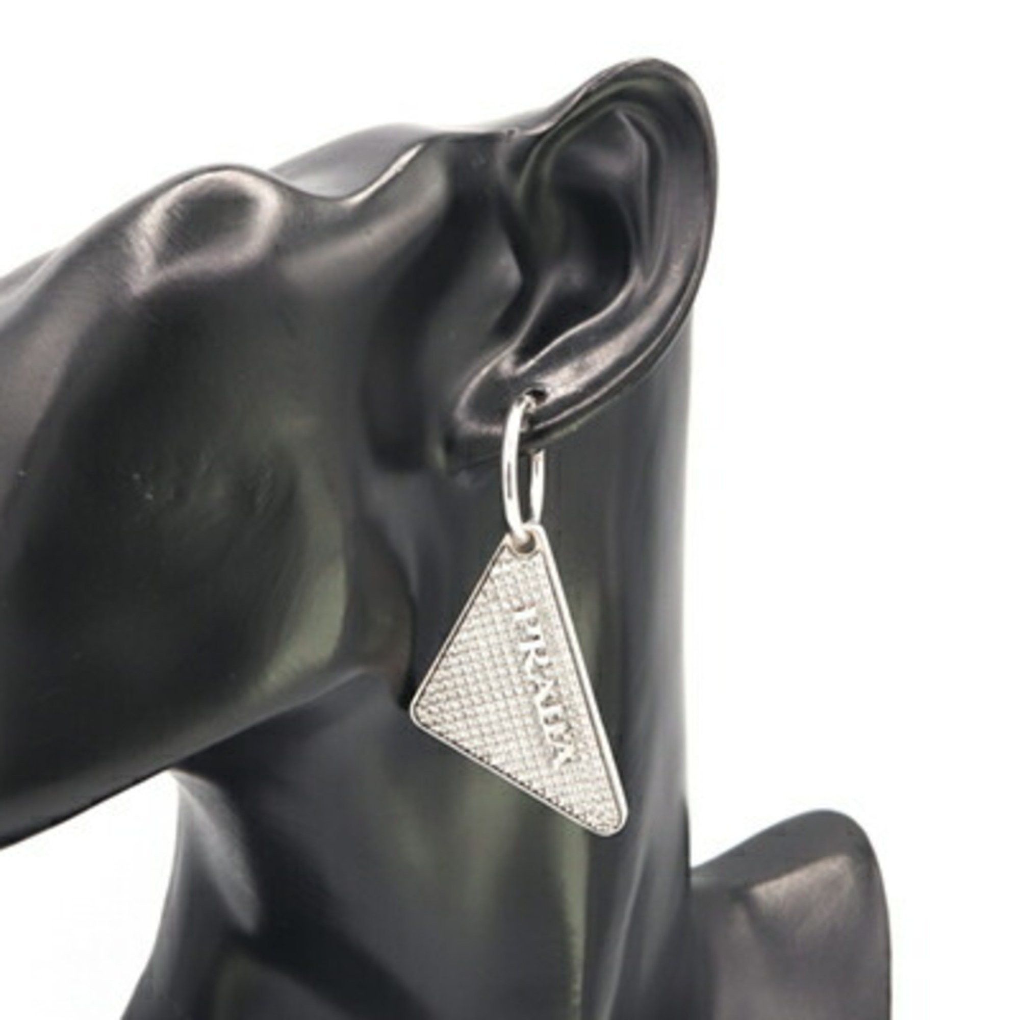 Prada Prada Single Earring Crystal Jewel Right SV Sterling Silver 925 Triangle Women's PRADA Size ONE SIZE - 7 Thumbnail
