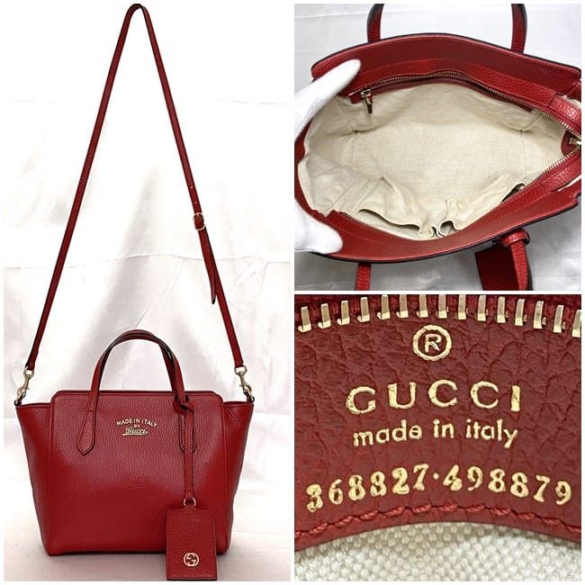 Gucci GUCCI Handbag Red Leather Size ONE SIZE - 3 Thumbnail