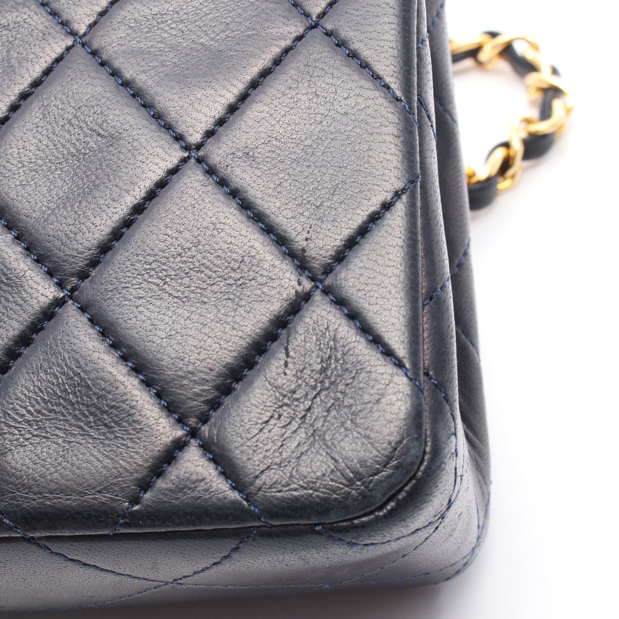Chanel Chanel Mini Matelasse Full Flap Chain Shoulder Bag Lambskin Navy Gold Hardware Size ONE SIZE - 10 Thumbnail