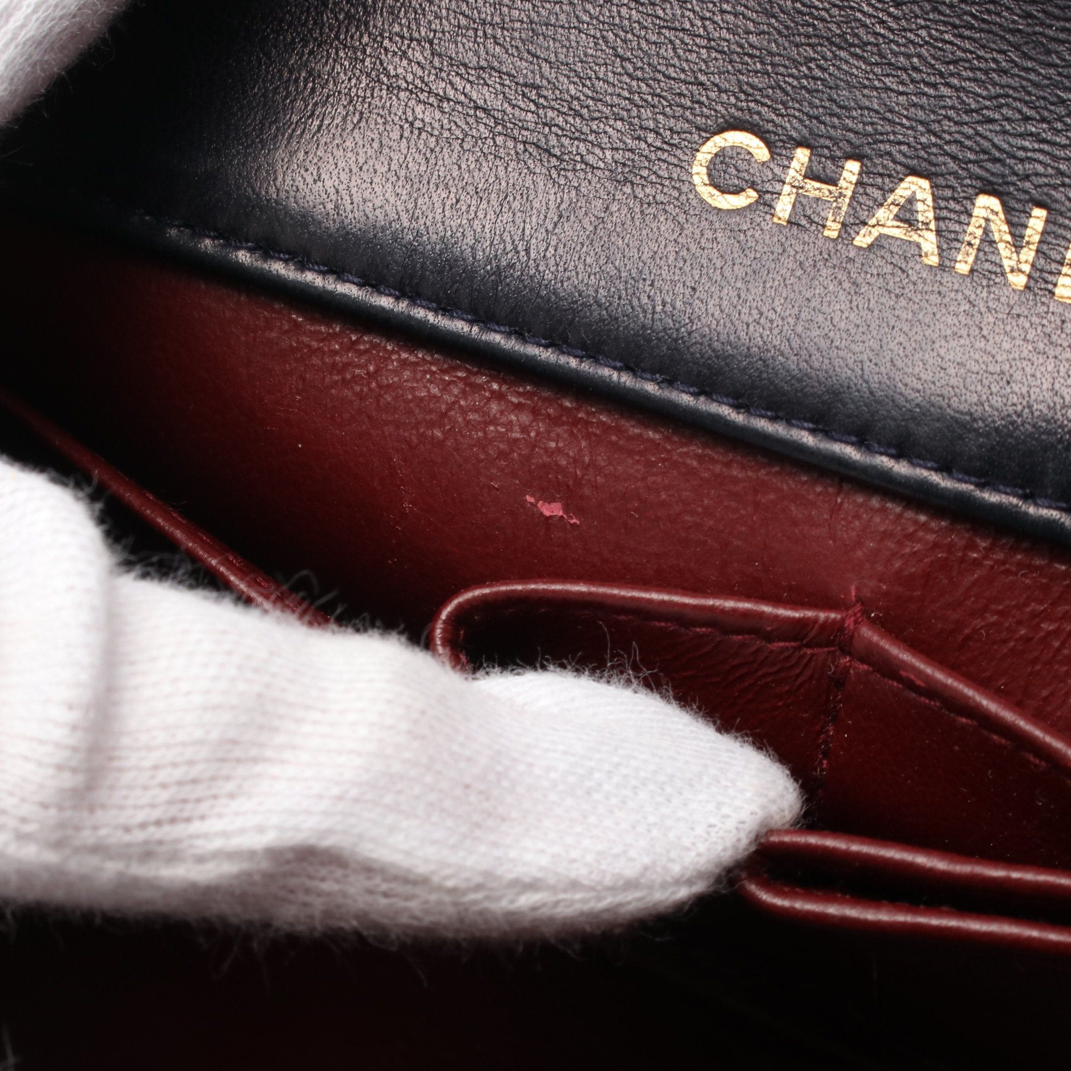 Chanel Chanel Mini Matelasse Full Flap Chain Shoulder Bag Lambskin Navy Gold Hardware Size ONE SIZE - 6 Thumbnail