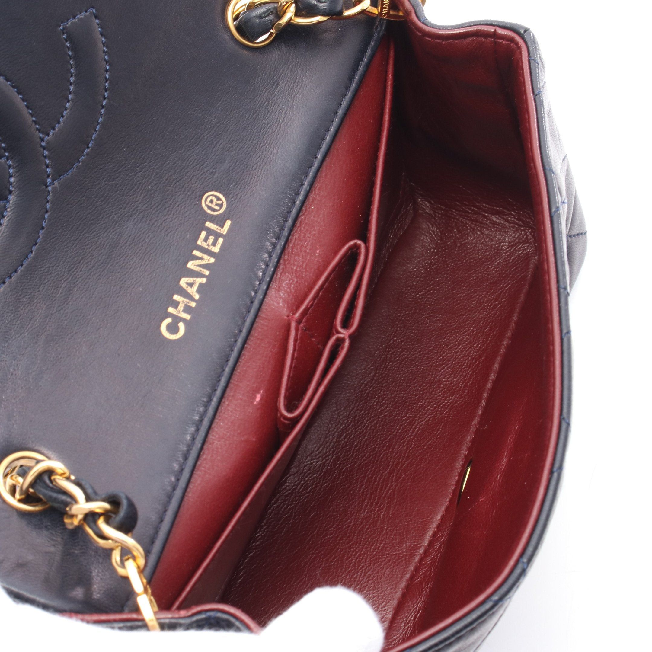 Chanel Chanel Mini Matelasse Full Flap Chain Shoulder Bag Lambskin Navy Gold Hardware Size ONE SIZE - 3 Thumbnail
