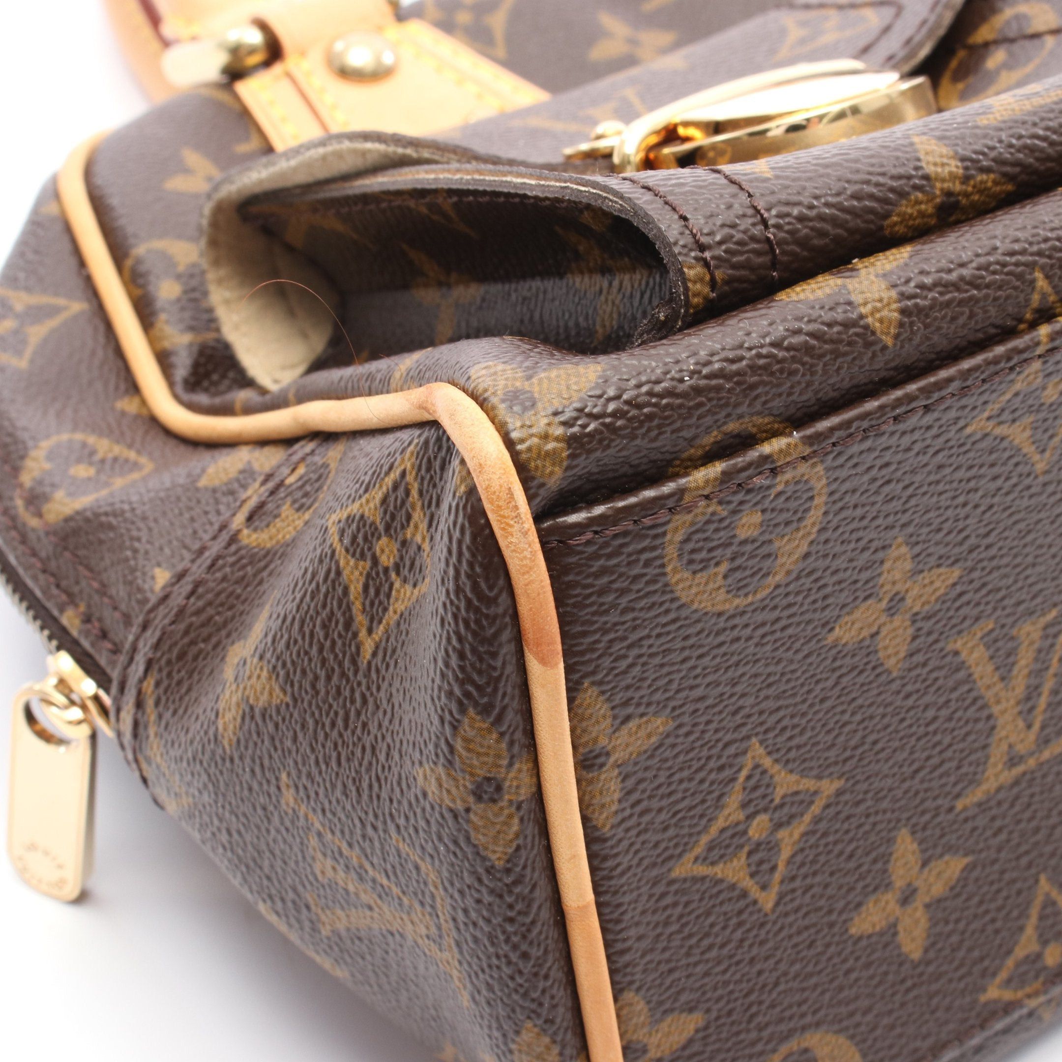 Louis Vuitton Louis Vuitton Manhattan Pm Monogram Handbag Leather Brown Size ONE SIZE - 6 Thumbnail