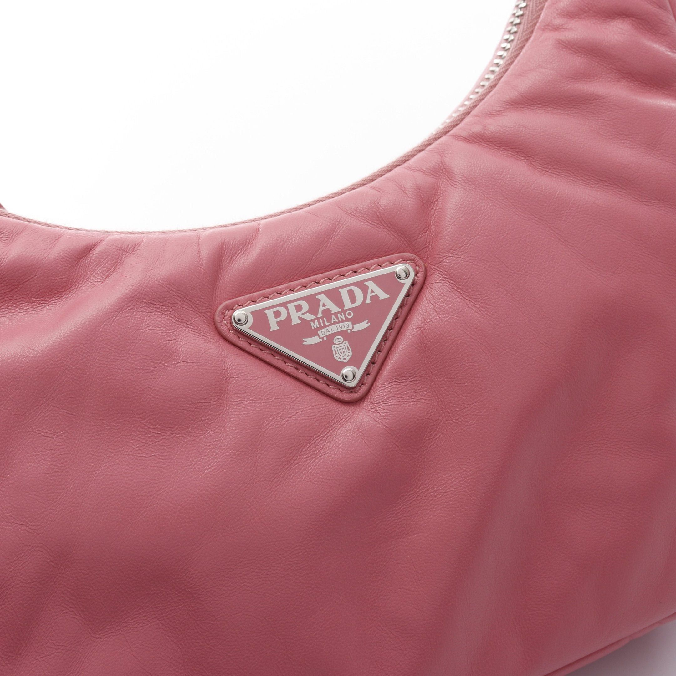 Prada Prada Re-Edition 2005 Embroidery Drill Riamo Fi Chain Shoulder Bag Leather Pink Size ONE SIZE - 8 Thumbnail