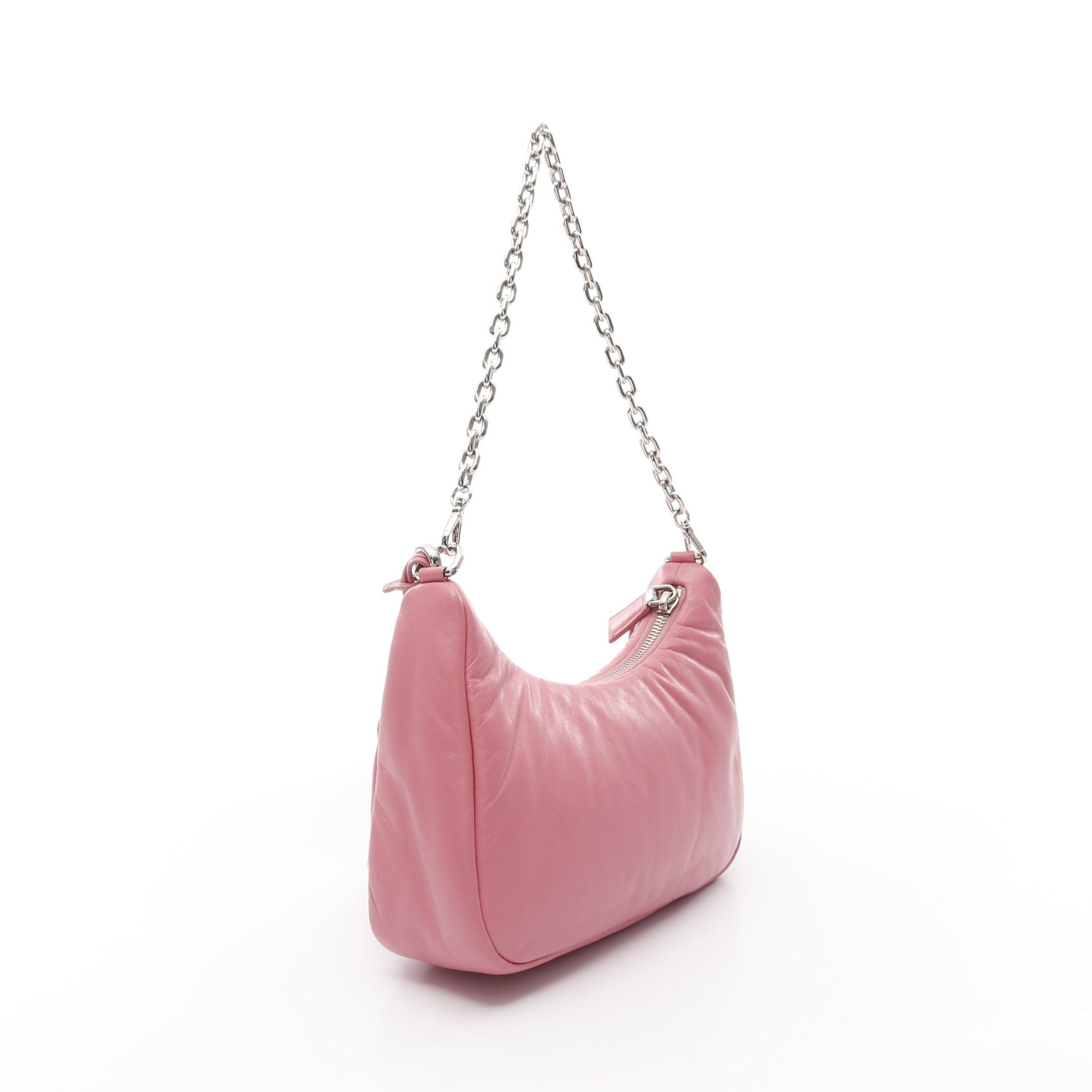 Prada Prada Re-Edition 2005 Embroidery Drill Riamo Fi Chain Shoulder Bag Leather Pink Size ONE SIZE - 2 Thumbnail
