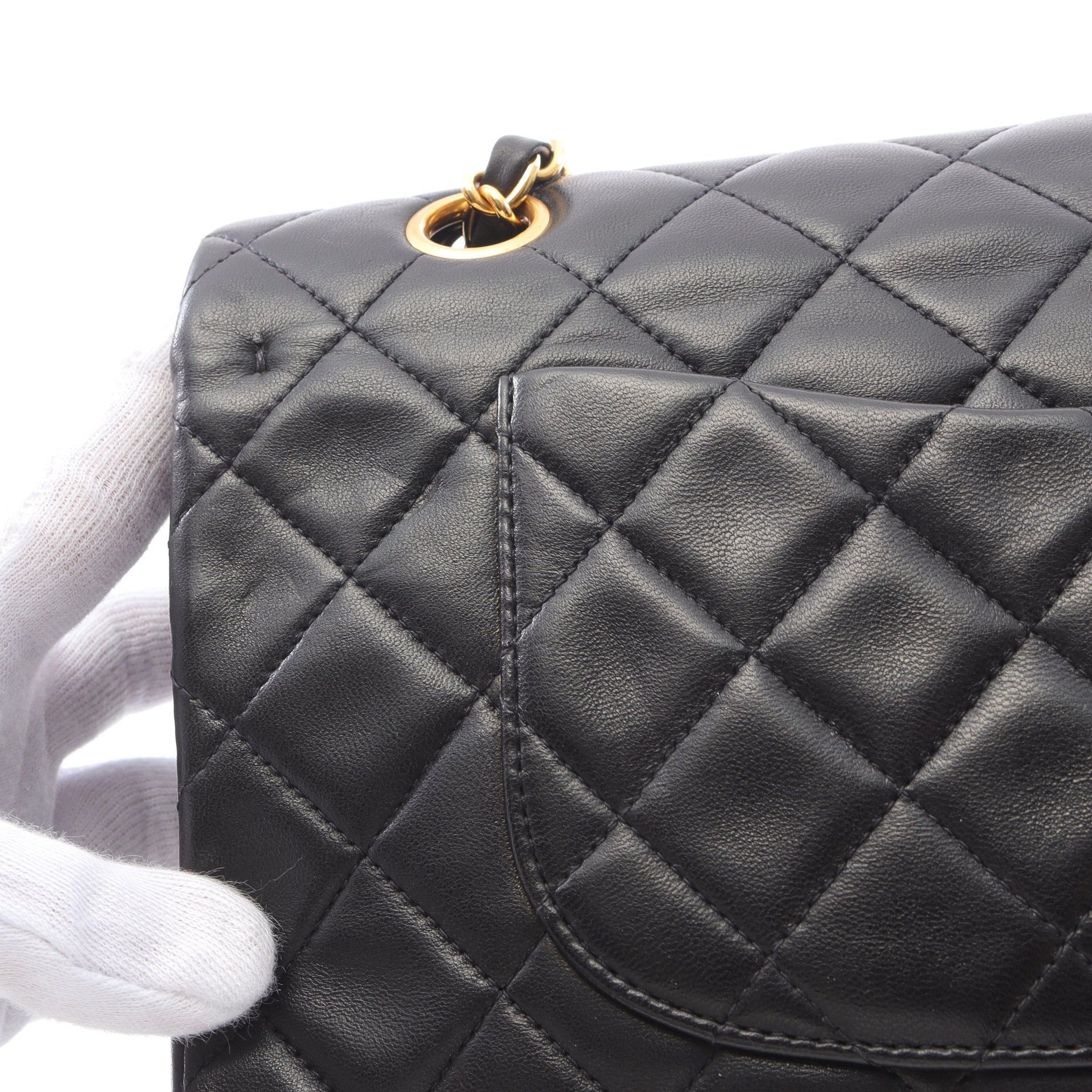 Chanel Chanel Matelasse Double Flap Chain Shoulder Bag Lambskin Black Gold Hardware Size ONE SIZE - 6 Thumbnail