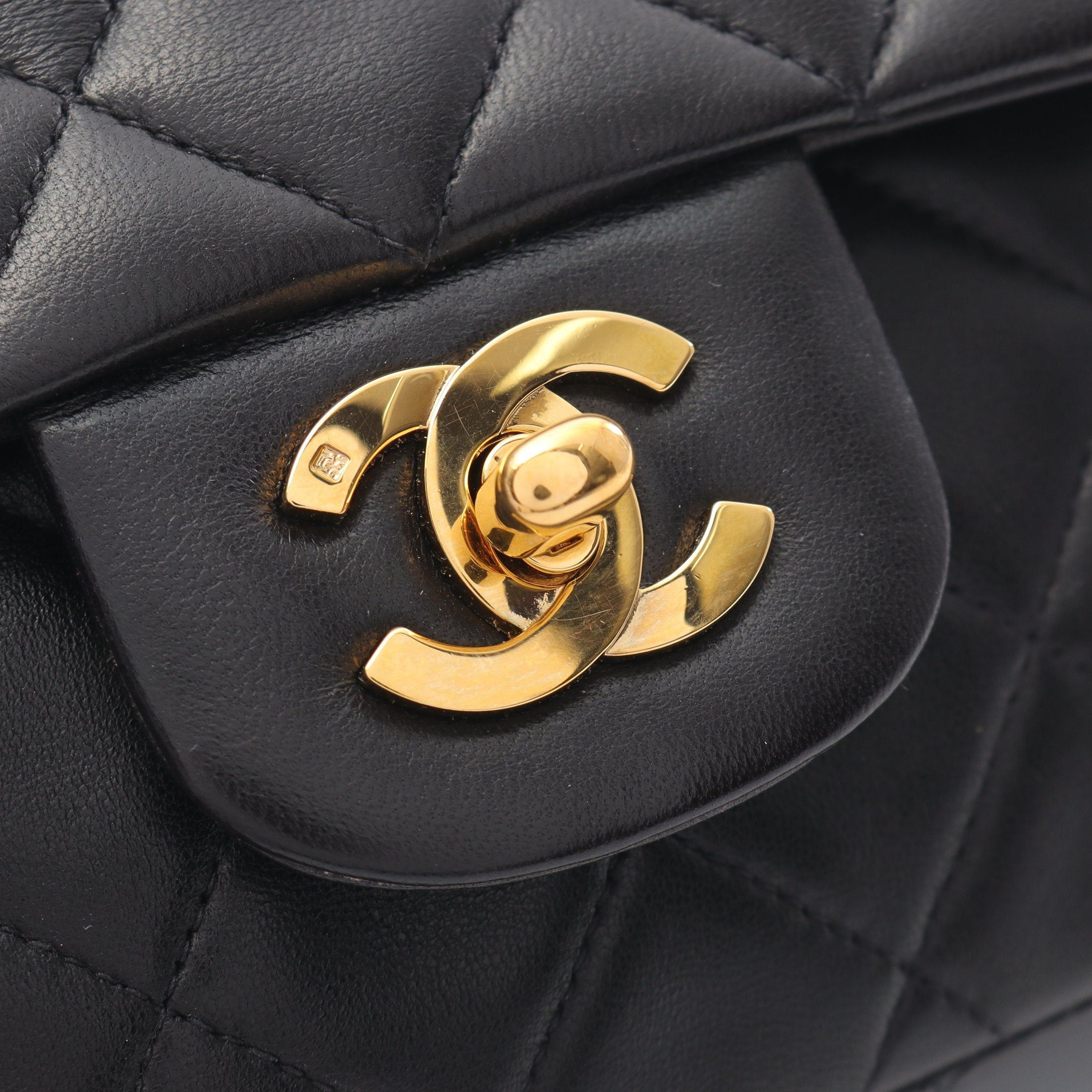 Chanel Chanel Matelasse Double Flap Chain Shoulder Bag Lambskin Black Gold Hardware Size ONE SIZE - 11 Thumbnail