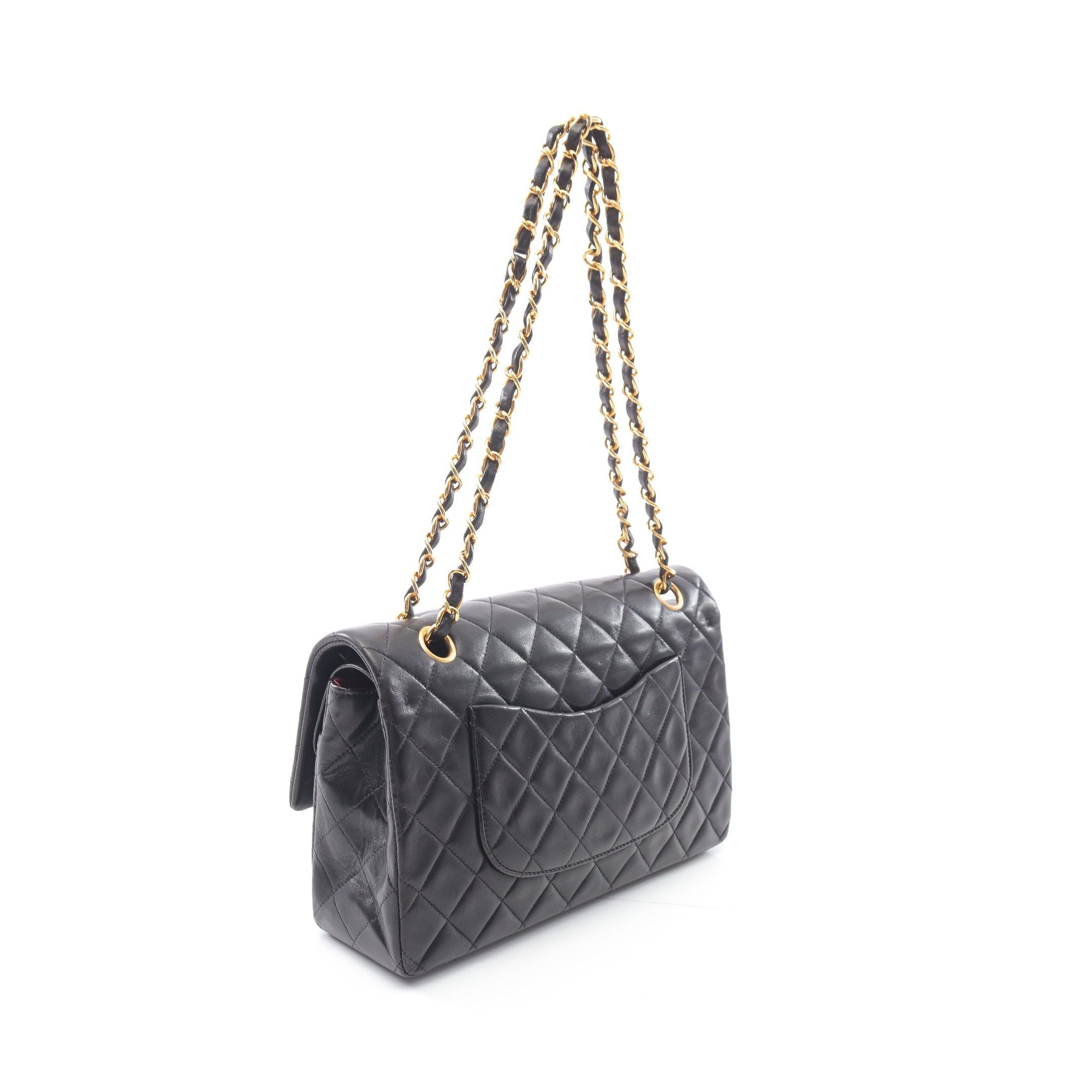 Chanel Chanel Matelasse Double Flap Chain Shoulder Bag Lambskin Black Gold Hardware Size ONE SIZE - 2 Thumbnail
