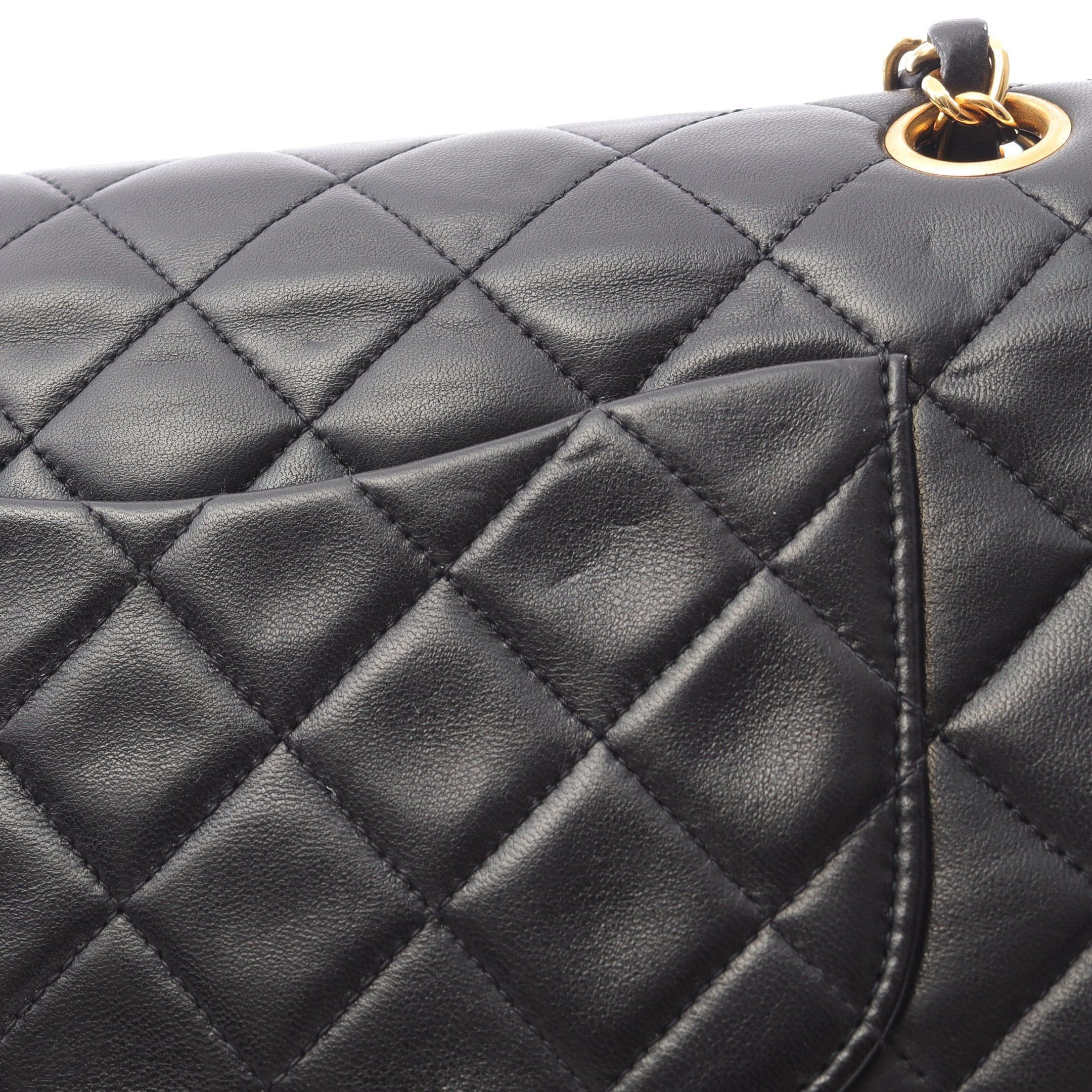 Chanel Chanel Matelasse Double Flap Chain Shoulder Bag Lambskin Black Gold Hardware Size ONE SIZE - 7 Thumbnail