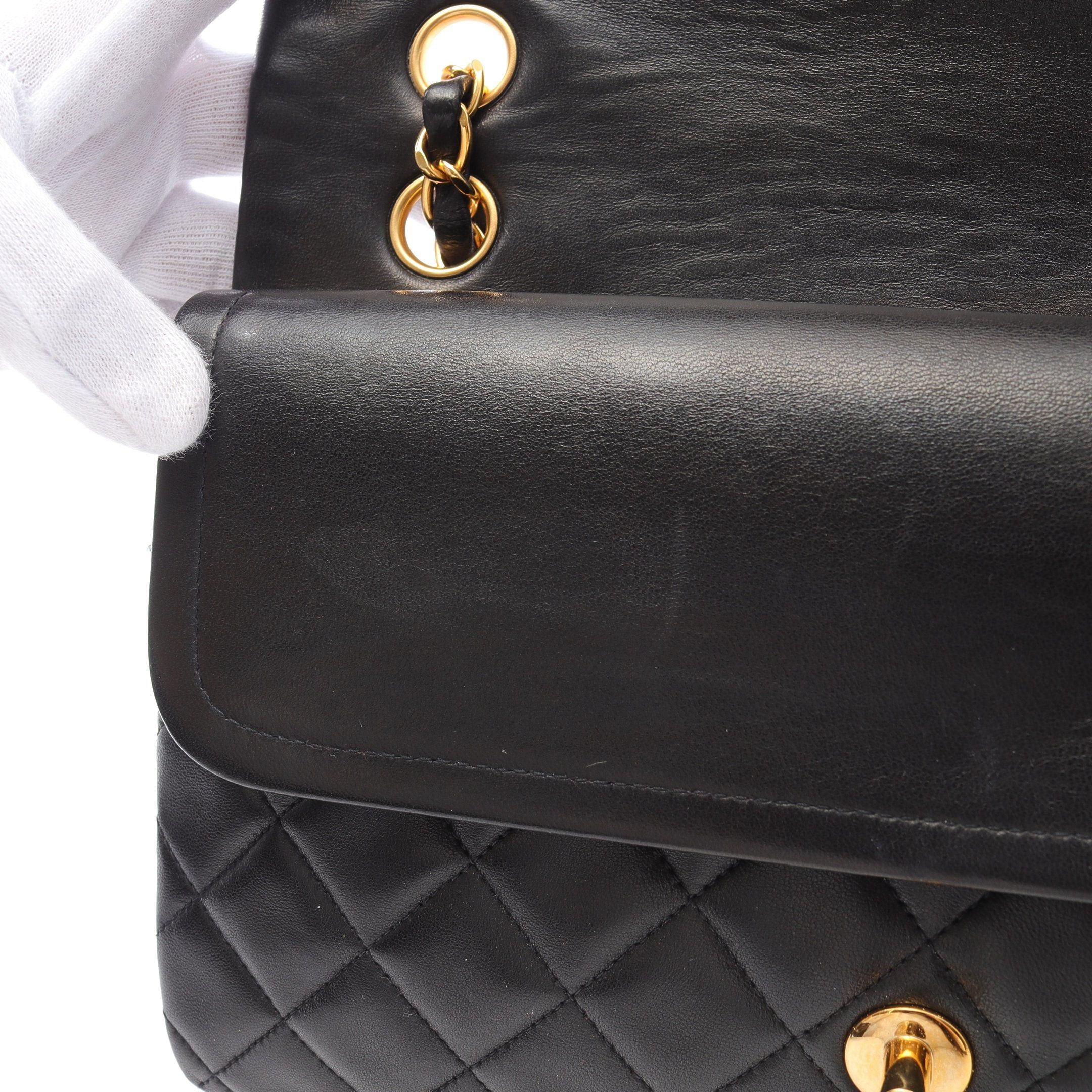 Chanel Chanel Matelasse Double Flap Chain Shoulder Bag Lambskin Black Gold Hardware Size ONE SIZE - 8 Thumbnail