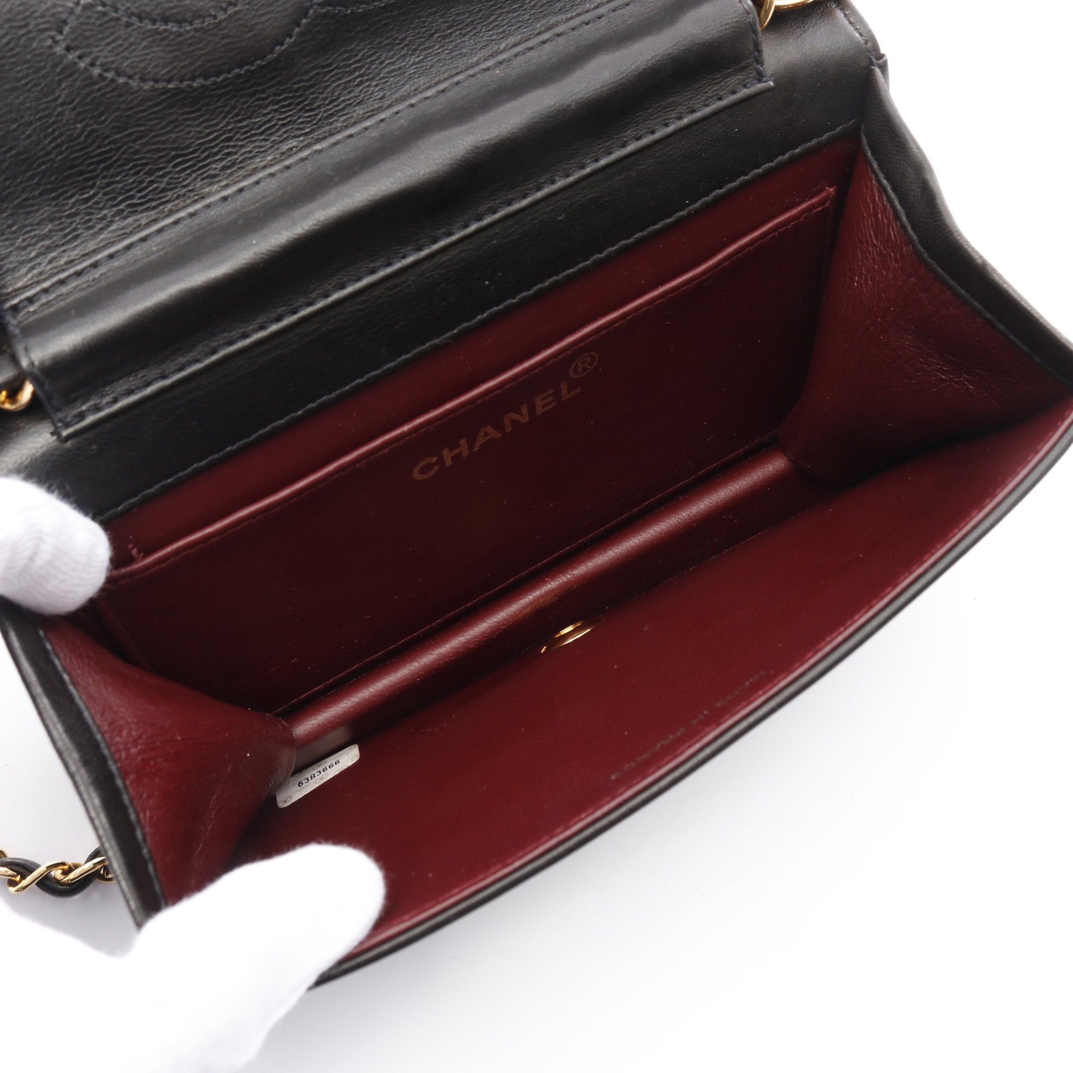 Chanel Chanel Mini Matelasse Full Flap Chain Shoulder Bag Lambskin Black Gold Hardware Size ONE SIZE - 3 Thumbnail