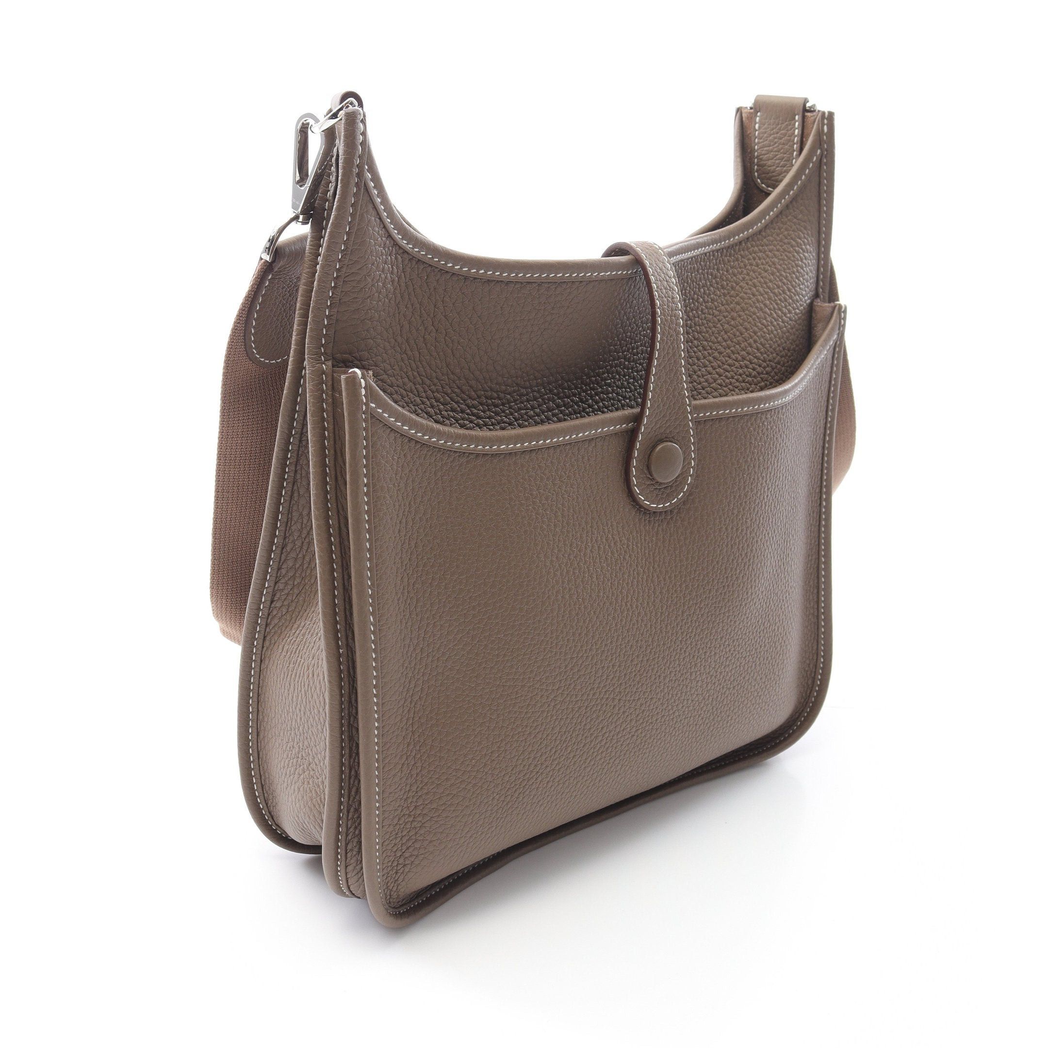 Hermes Hermes Evelyn 3 Troyes Pm Etoupe Shoulder Bag Clemence Leather Gray Brown Silver Hardware B Stamp Size ONE SIZE - 2 Thumbnail