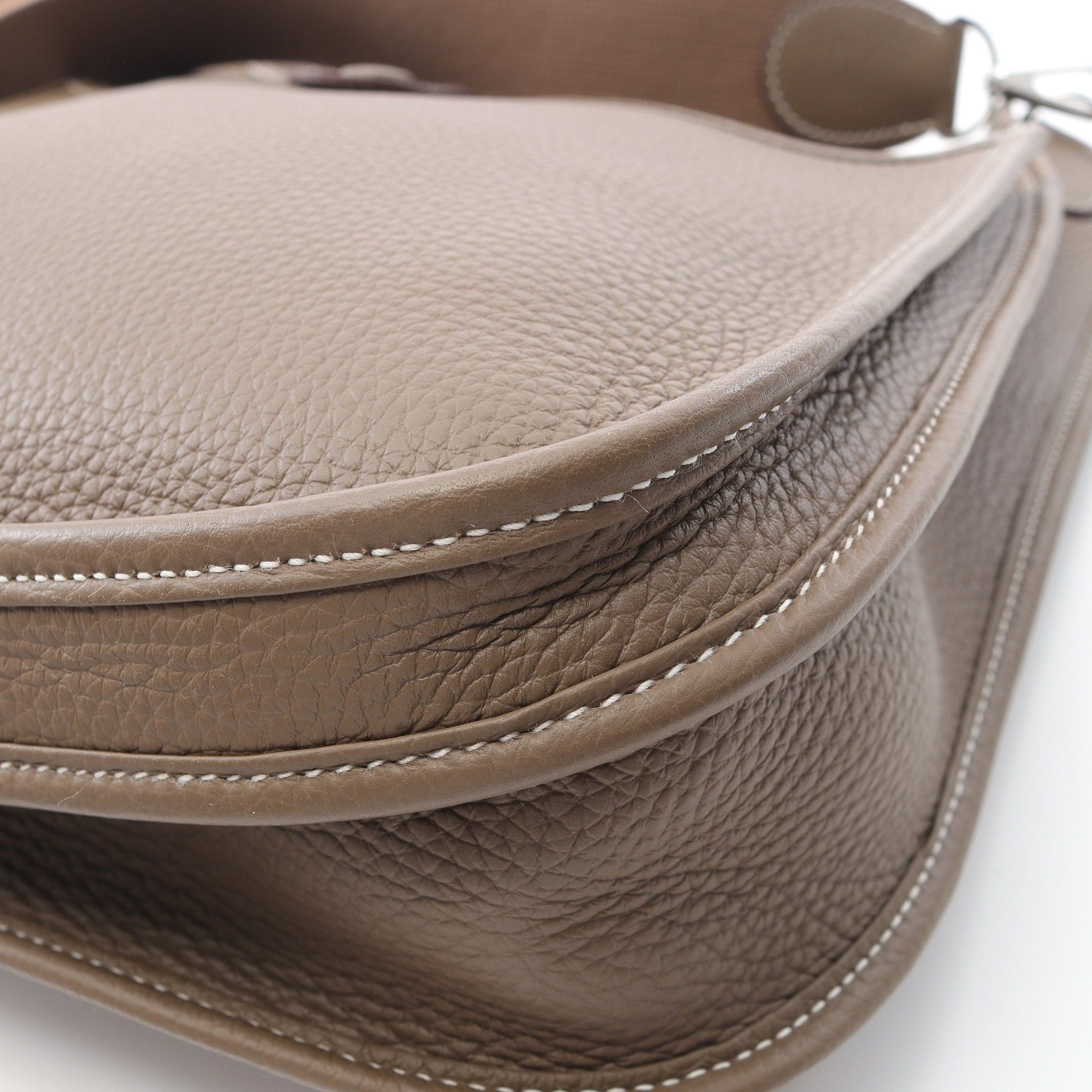 Hermes Hermes Evelyn 3 Troyes Pm Etoupe Shoulder Bag Clemence Leather Gray Brown Silver Hardware B Stamp Size ONE SIZE - 6 Thumbnail