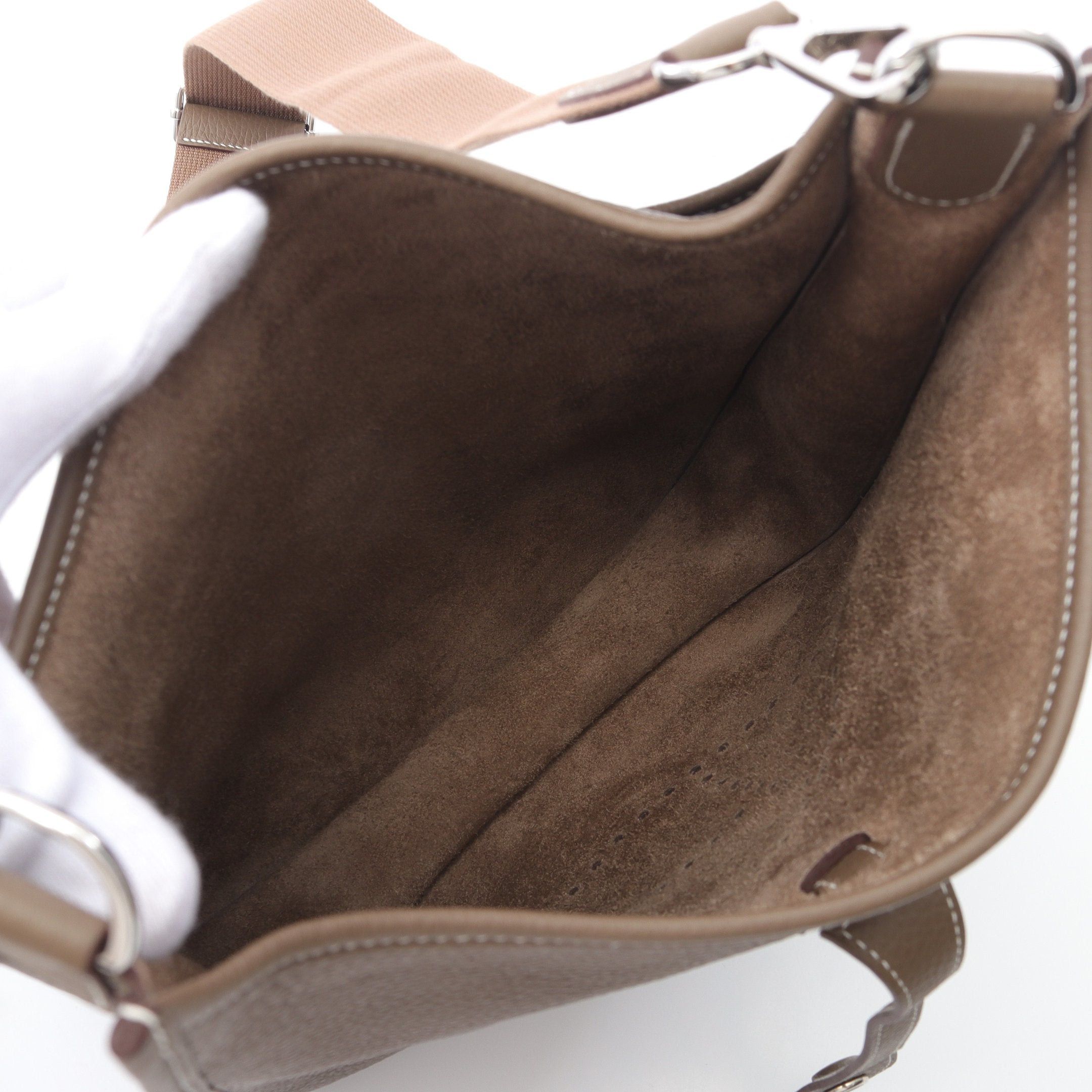 Hermes Hermes Evelyn 3 Troyes Pm Etoupe Shoulder Bag Clemence Leather Gray Brown Silver Hardware B Stamp Size ONE SIZE - 3 Thumbnail
