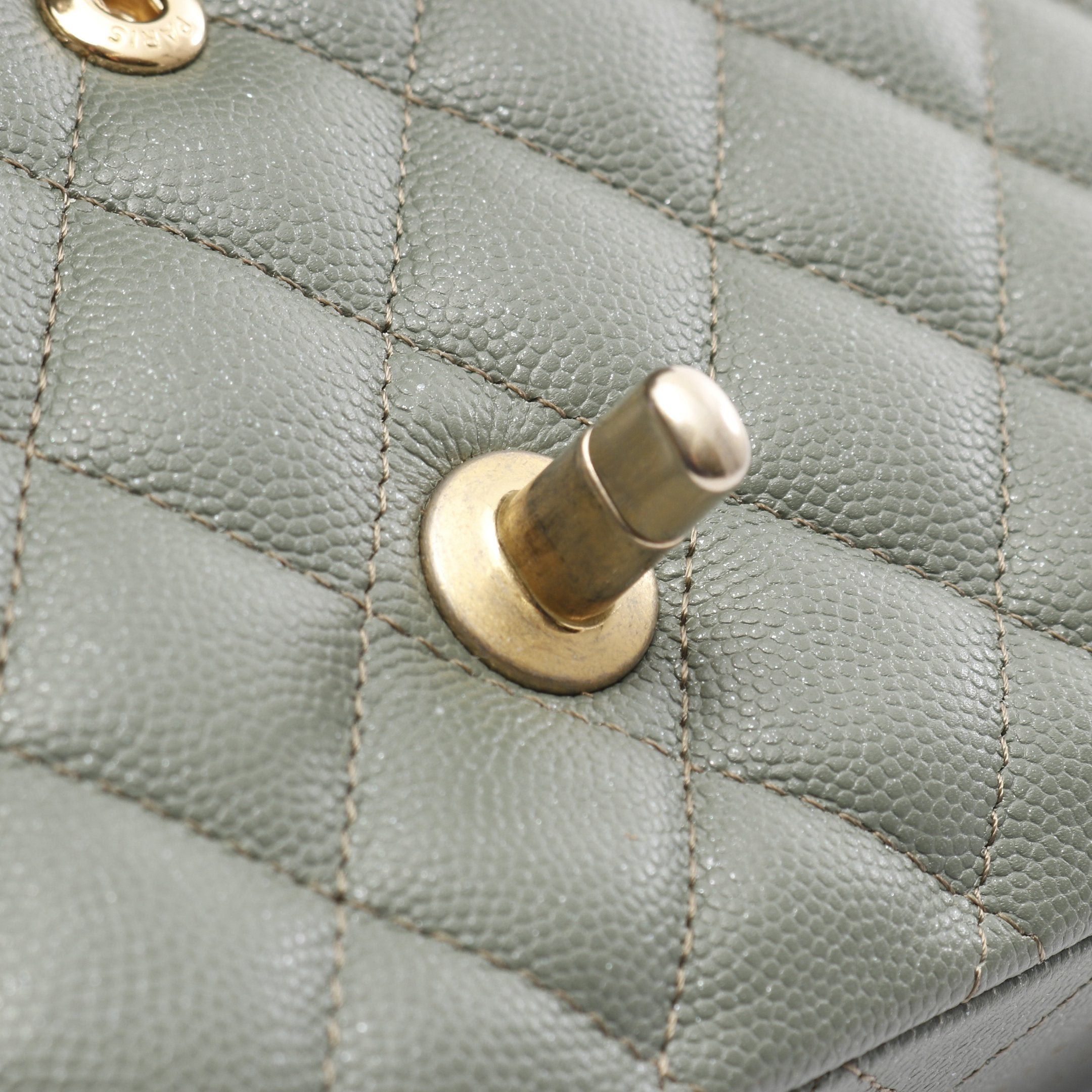 Chanel Chanel Matelasse Double Flap Chain Shoulder Bag Caviar Skin Light Green Gold Hardware Size ONE SIZE - 7 Thumbnail