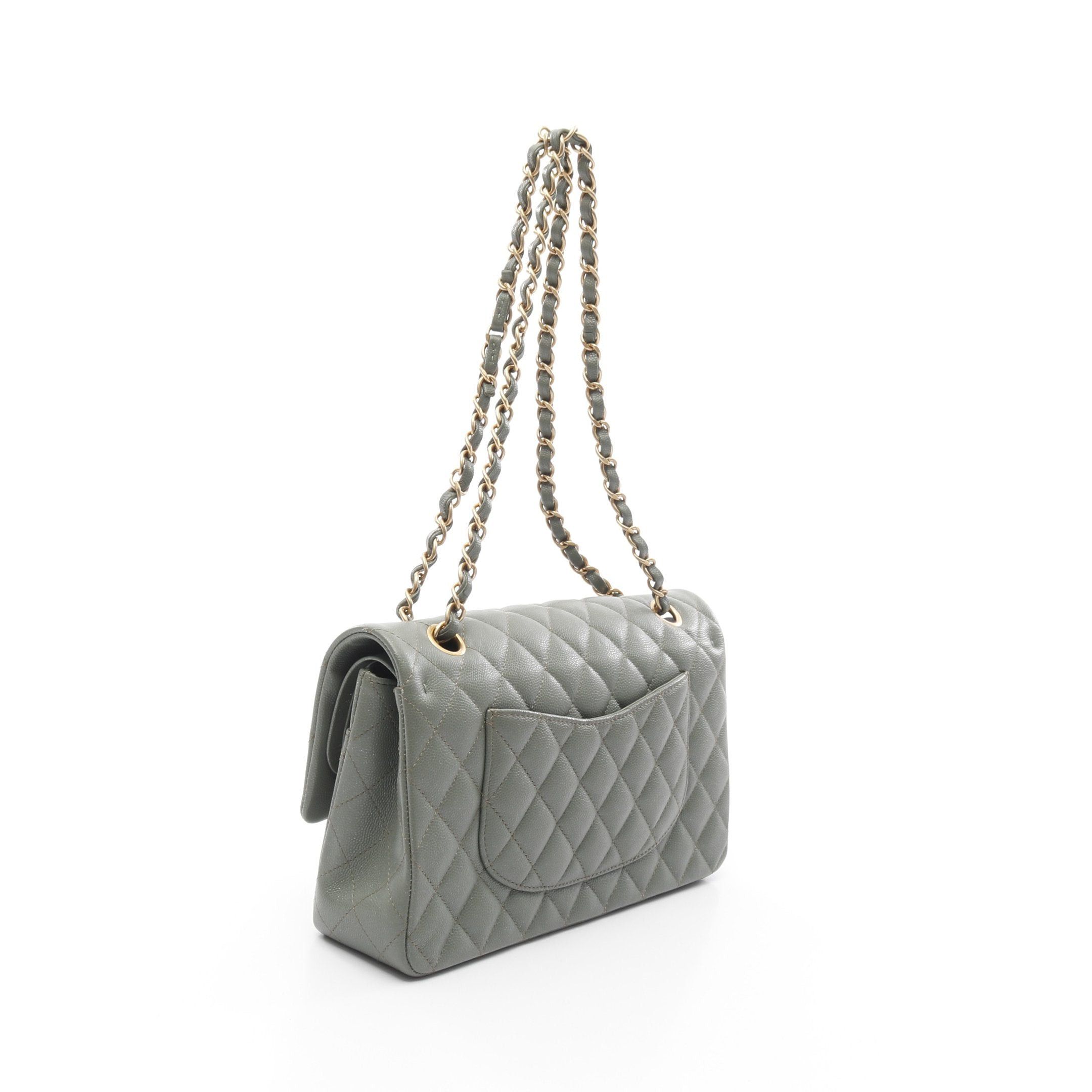 Chanel Chanel Matelasse Double Flap Chain Shoulder Bag Caviar Skin Light Green Gold Hardware Size ONE SIZE - 2 Thumbnail