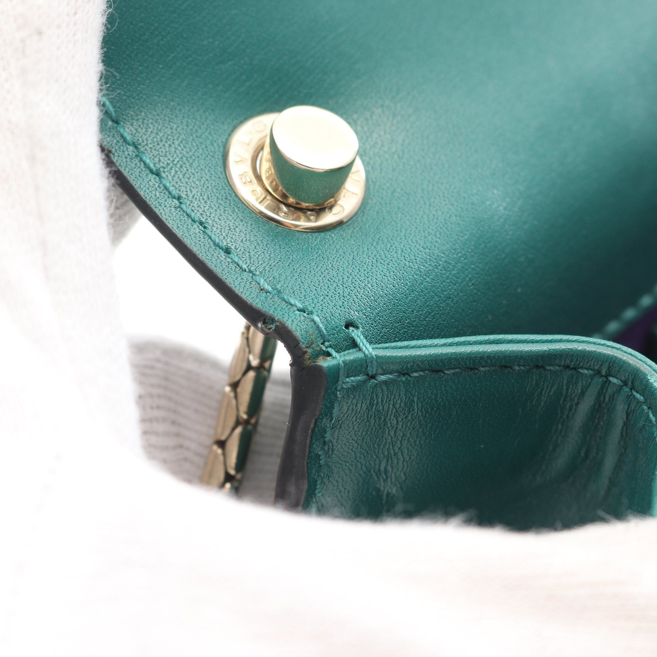 Bvlgari Bvlgari Serpenti Forever Chain Shoulder Bag Leather Green Size ONE SIZE - 10 Thumbnail